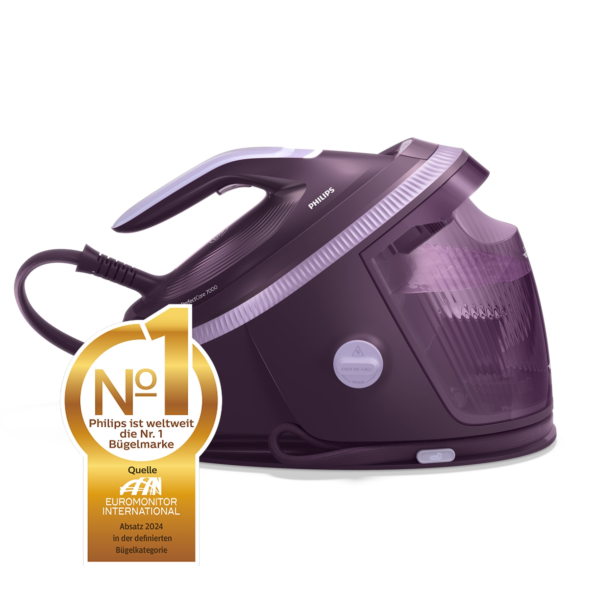 Philips Dampfbügelstation »PerfectCare 7000 Series PSG7200/30, Aubergine«, 2.850 Watt, OptimalTemp & TurboPower-Dampfmotor, 600 gr Dampfstoß