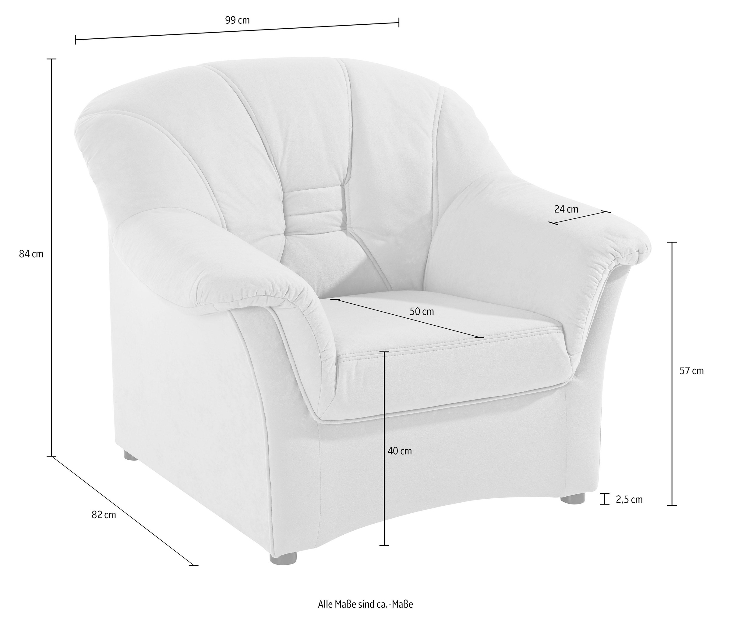DOMO collection Sessel »Elva, zeitlose Formensprache, elegante Rückensteppung«, wahlweise mit Federkern
