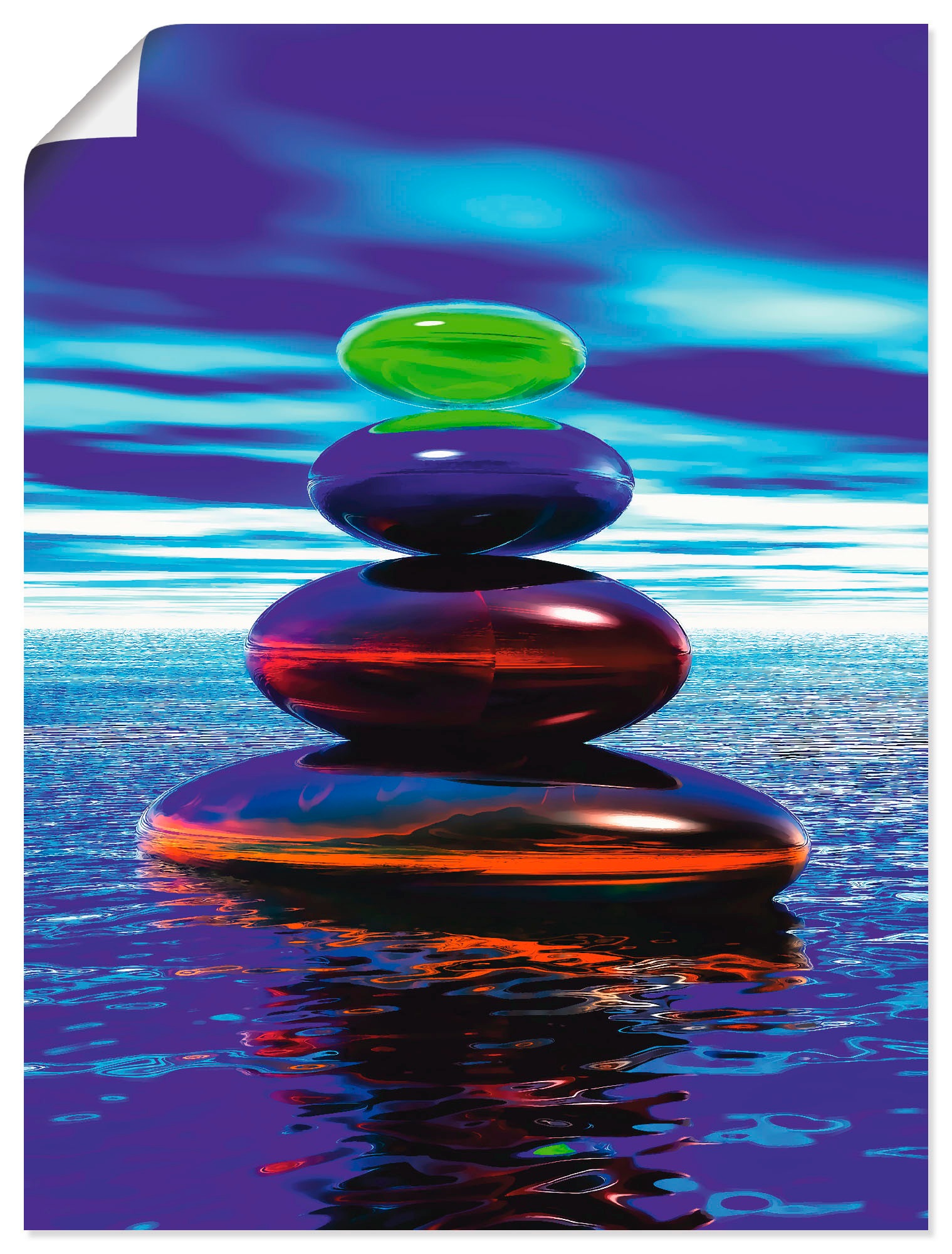 Artland Wandbild »Steinpyramide im Wasser«, Zen, (1 St.), in vielen Größen & Produktarten - Alubild / Outdoorbild für den Außenbereich, Leinwandbild, Poster, Wandaufkleber / Wandtattoo auch für Badezimmer geeignet