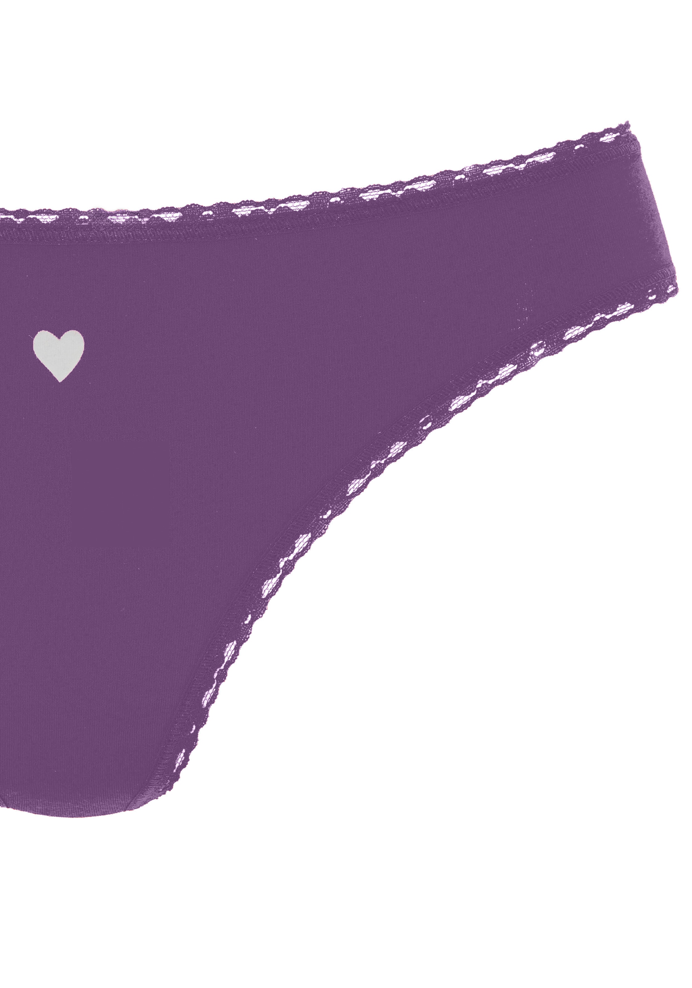 LASCANA String, (5er-Pack), mit süßen Herzchen-Prints und aus elastischer Baumwoll-Qualität