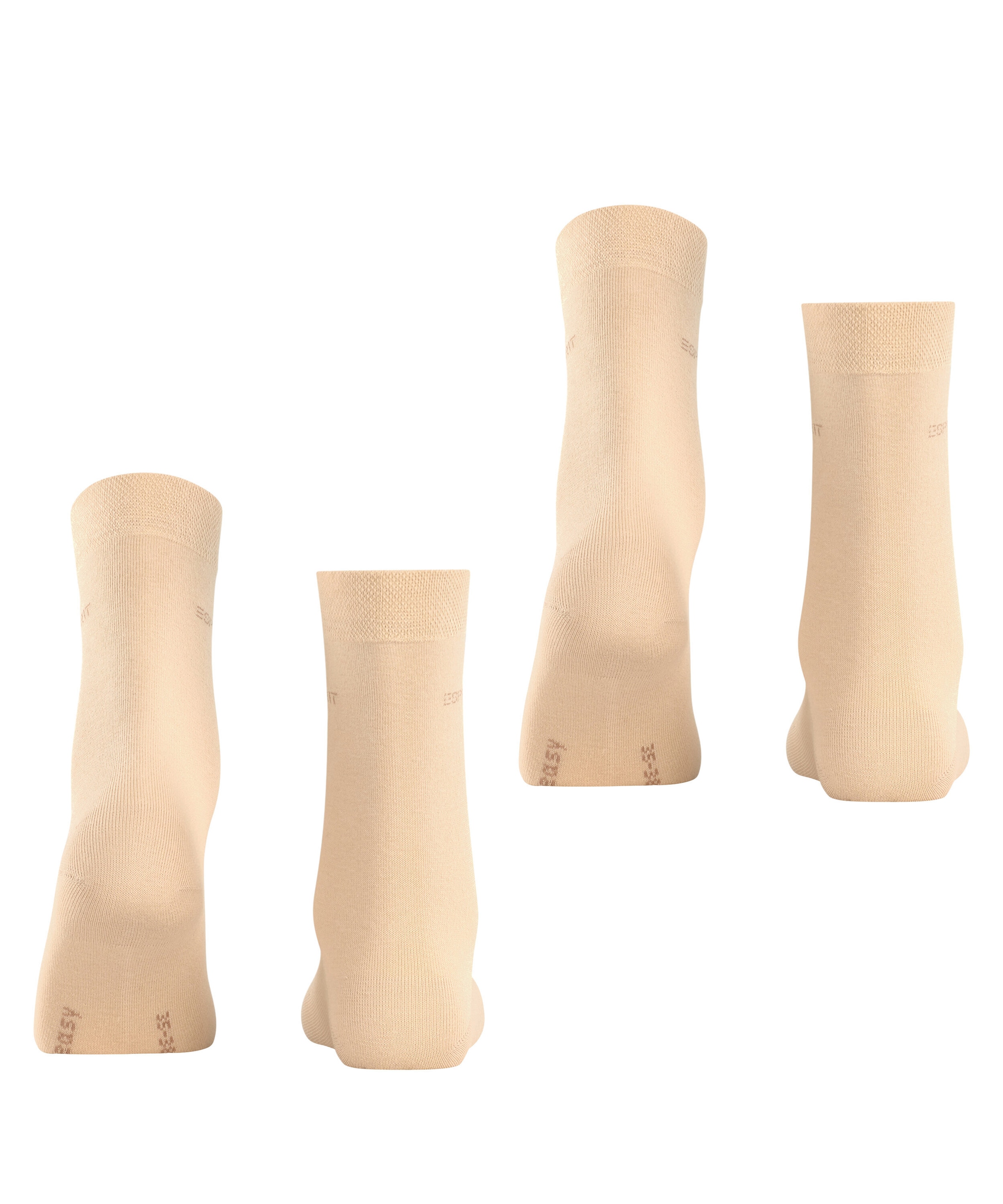 Esprit Socken »Basic Easy«, (2 Paar, 2er Pack), ohne einschneidendes Bündchen, Basic-Socke, Uni-Strümpfe atmungsaktiv