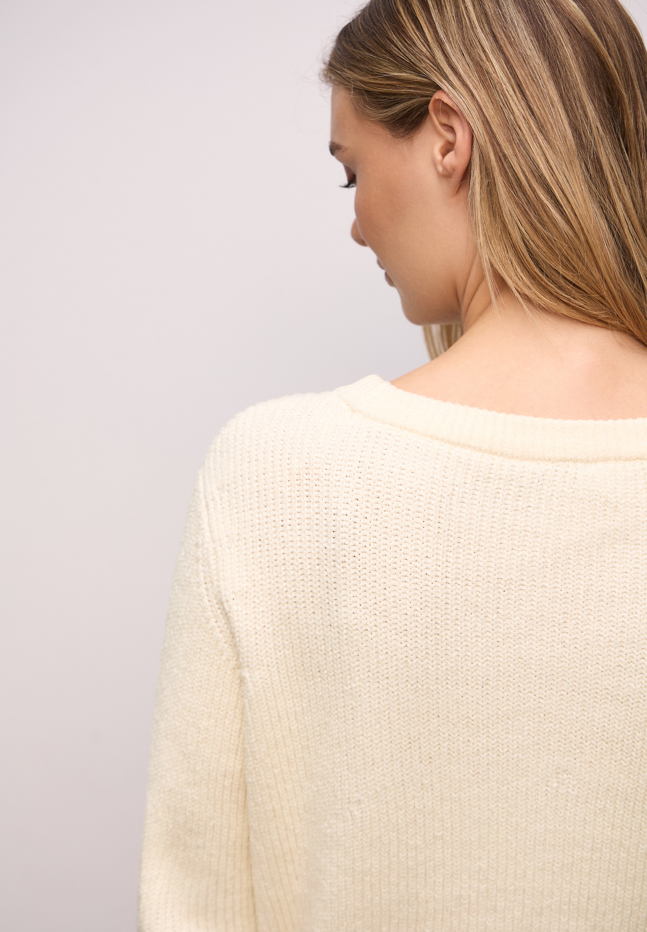STREET ONE Strickpullover Chenille Pullover mit U-Boot-Auschnitt