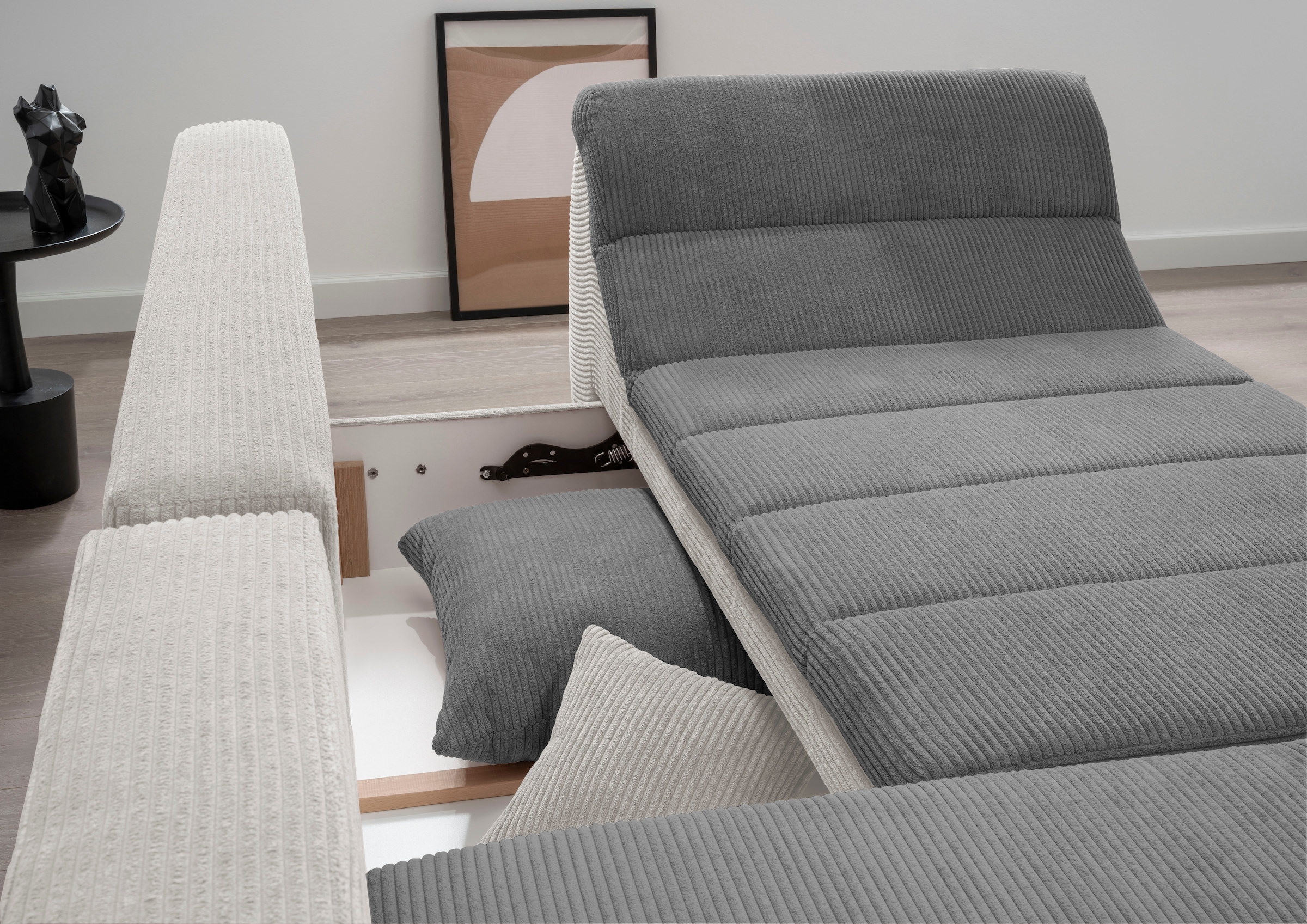 INOSIGN Ecksofa »Imola elegant und bequem, aktuelle Steppung im Sitz, L-Form«, wahlweise mit Bettfunktion