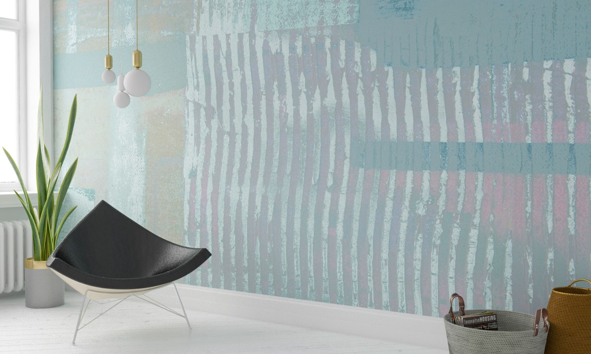 Komar Fototapete »Vlies Fototapete - Lines Mellow grey-bleu - Größe 500 x 280 cm« Motiv | bedruckt glatt