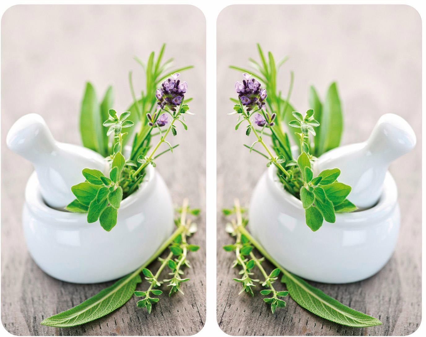 Herd-Abdeckplatte "Kräutergarten", Glas, (Set, 2-tlg.)