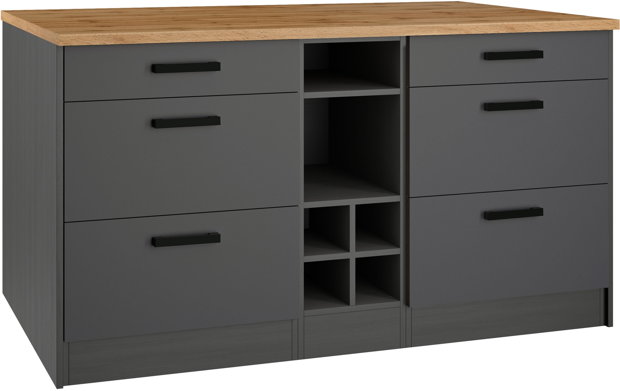 KOCHSTATION Kücheninsel »KS-Toronto«, Breite 153 cm, MDF-Fronten, Flaschenregal