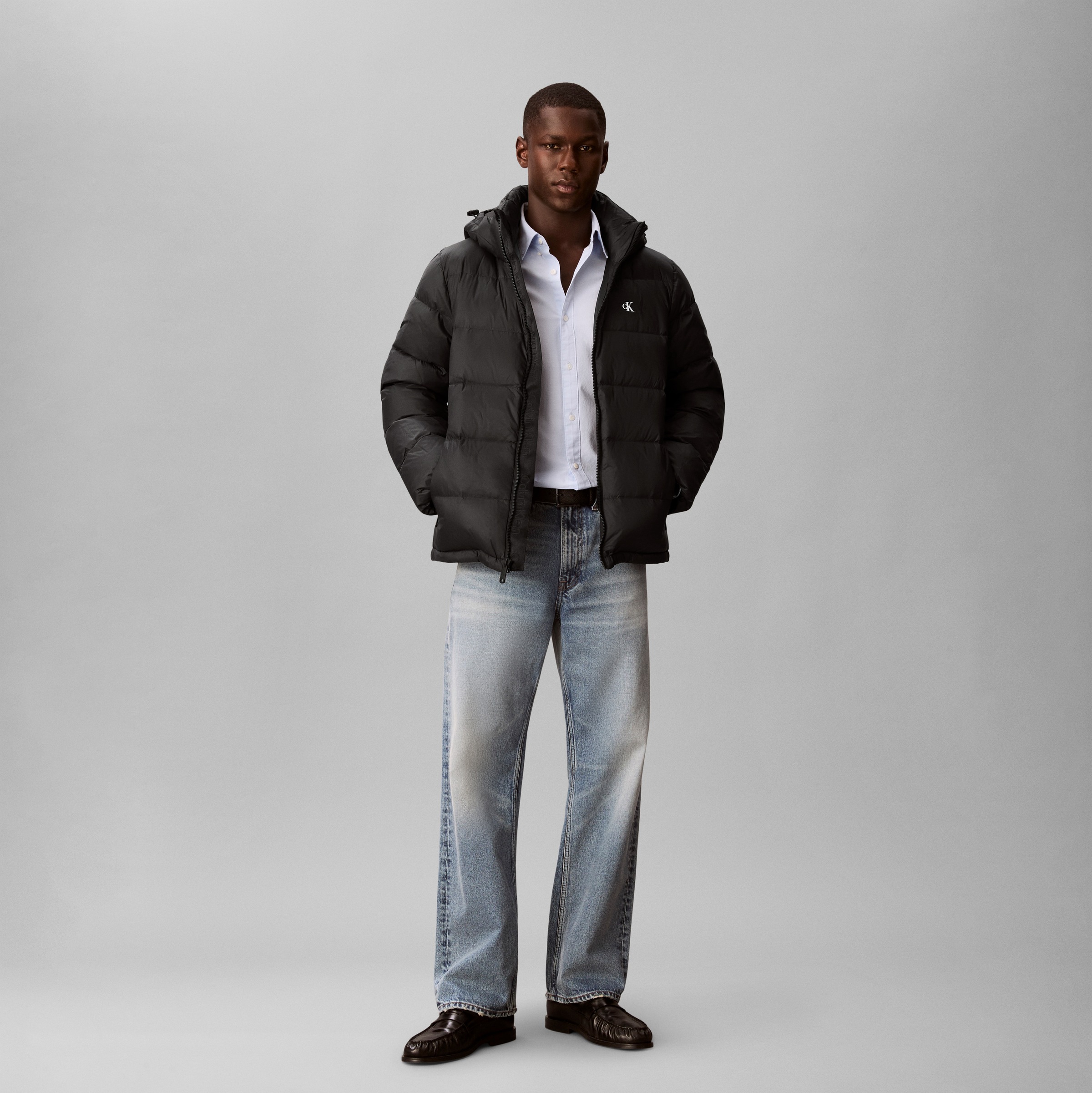 Calvin Klein Jeans Steppjacke »LS NYLN ZP OFF HD DW« mit Kapuze Kapuze, Regular Fit, warm wattiert