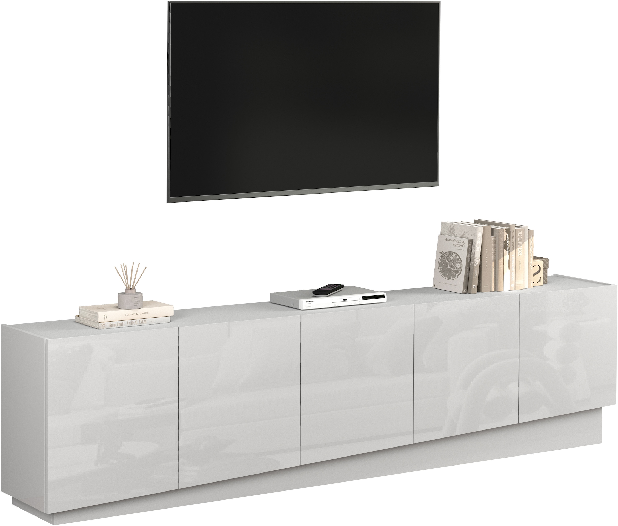 INOSIGN Lowboard »VELA, Höhe 60 cm, Breite 225 cm,Design mit schrägen Türen«, (1 St.), Made in Italy, Maße-B/T/H: 225x35x60, Lowboard, TV-Board, TV-Kommode