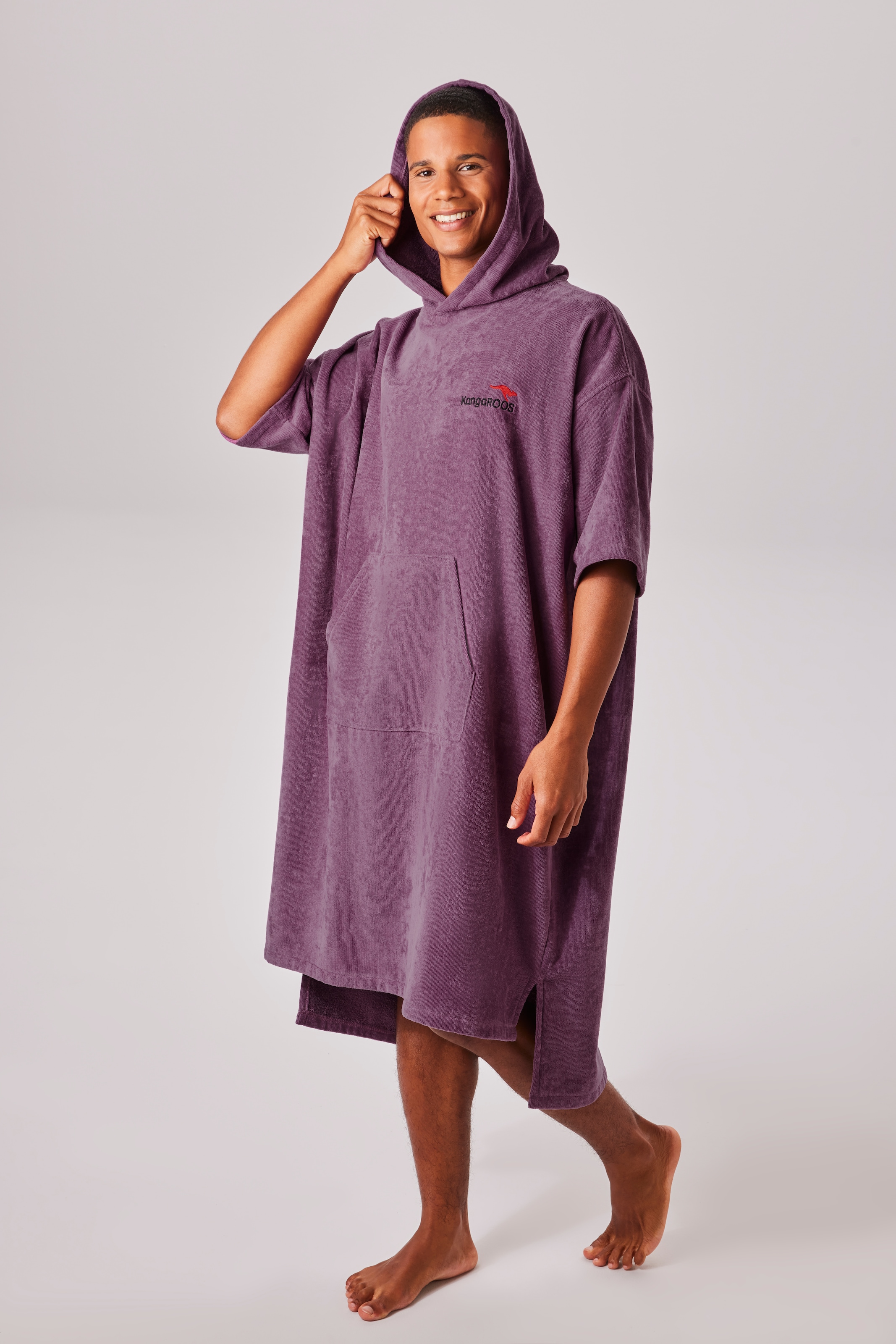KangaROOS Badeponcho »Summer, ideal für Sauna, Spa & im Urlaub, Damen & Herren« 1 Stk. Surfponcho, mit Bauchtasche, 100% Baumwolle, Frottee