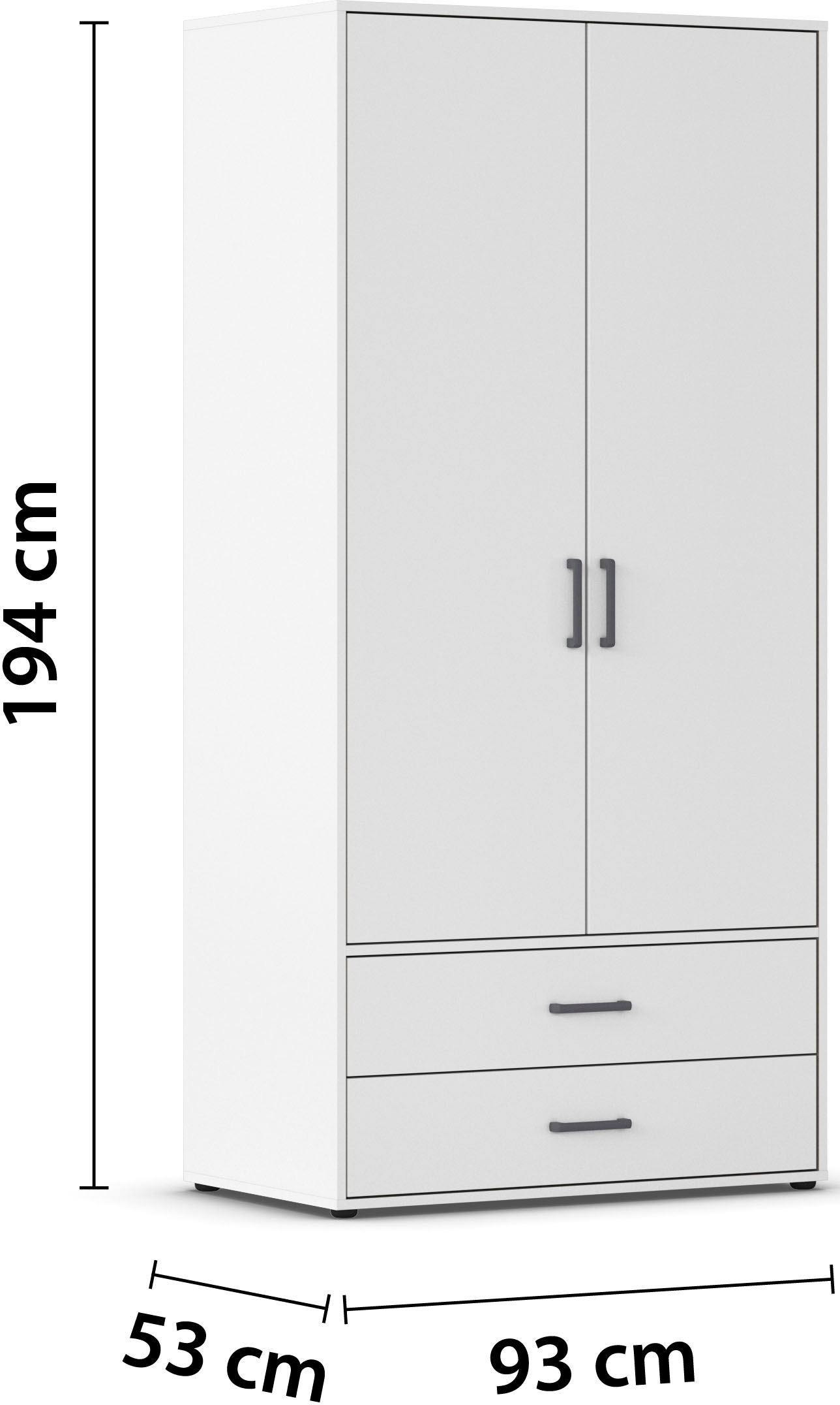 rauch Drehtürenschrank »Kleiderschrank Schrank Garderobe Wäscheschrank VOYAGER« in 3 verschiedenen Ausstattungen BASIC/CLASSIC/PREMIUM,  mit 2 modernen Griffvarianten, mit Außenschubladen MADE IN GERMANY