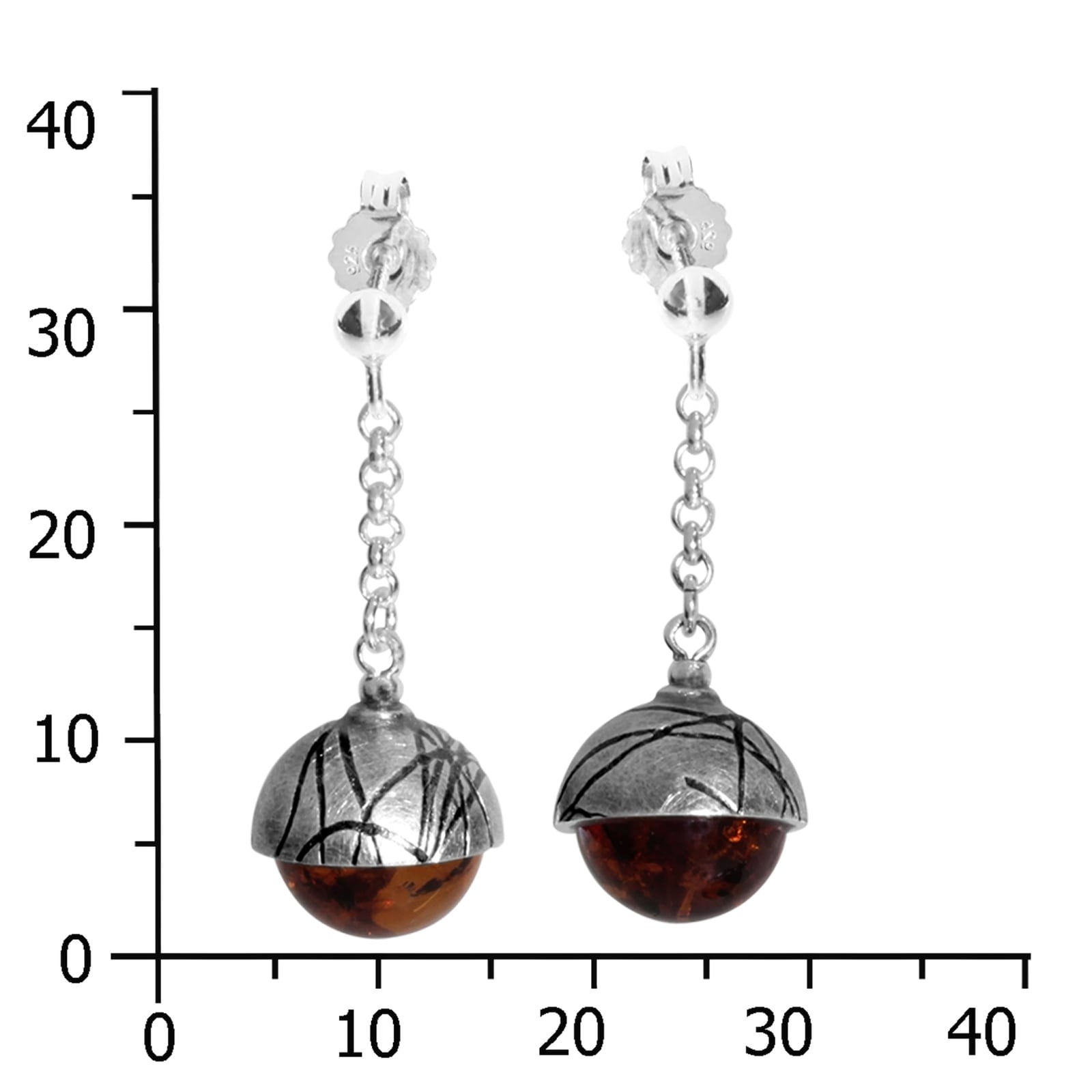 OSTSEE-SCHMUCK Paar Ohrhänger »- Kugel 10 mm-Sarah Vicenca - Silber 925/000 - Bernstein«