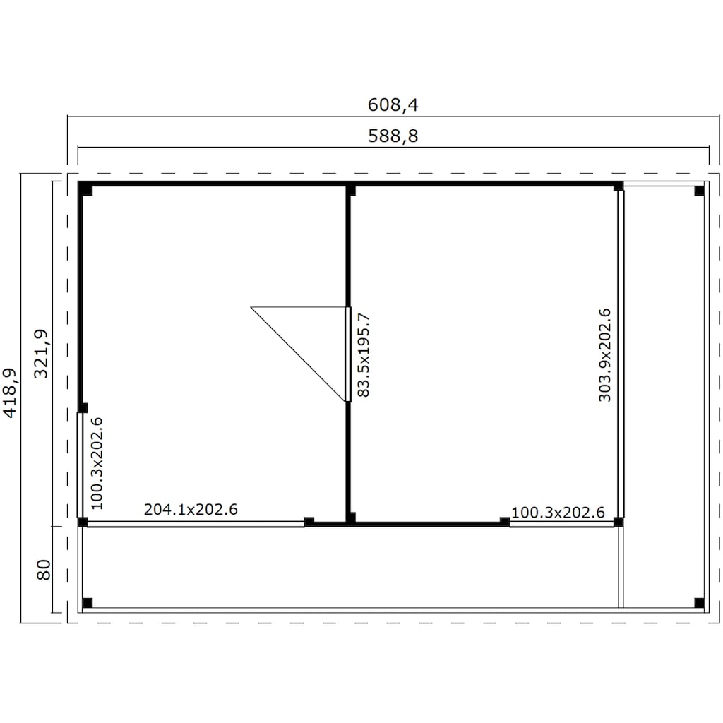 LASITA MAJA Gartenhaus »Domeo 3 Loggia Carbongrau«, (Set)