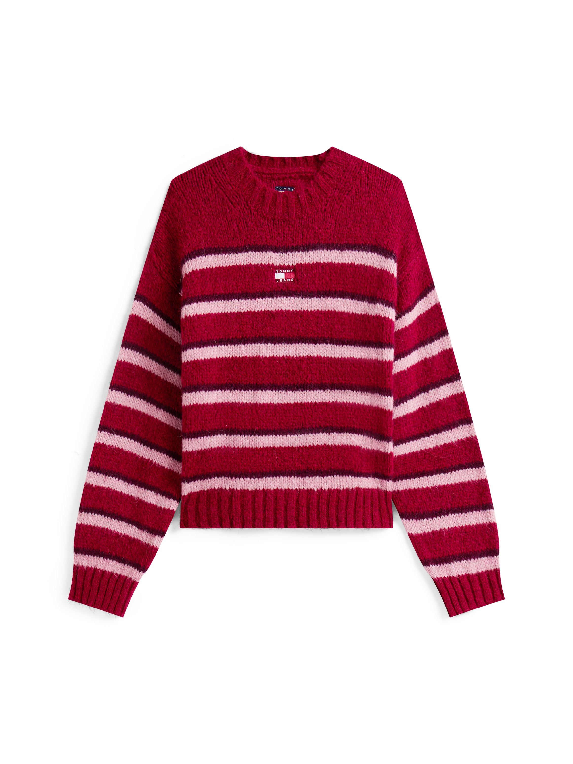 Tommy Jeans Rundhalspullover »TJW BADGE STRIPE FLUFFY SWEATER«, mit Alpaka