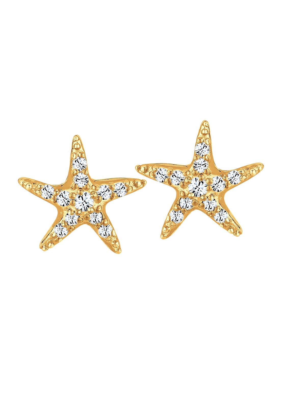 Elli Paar Ohrstecker »Ohrringe Seestern Beach Kristalle 925 Sterling Silber vergoldet«
