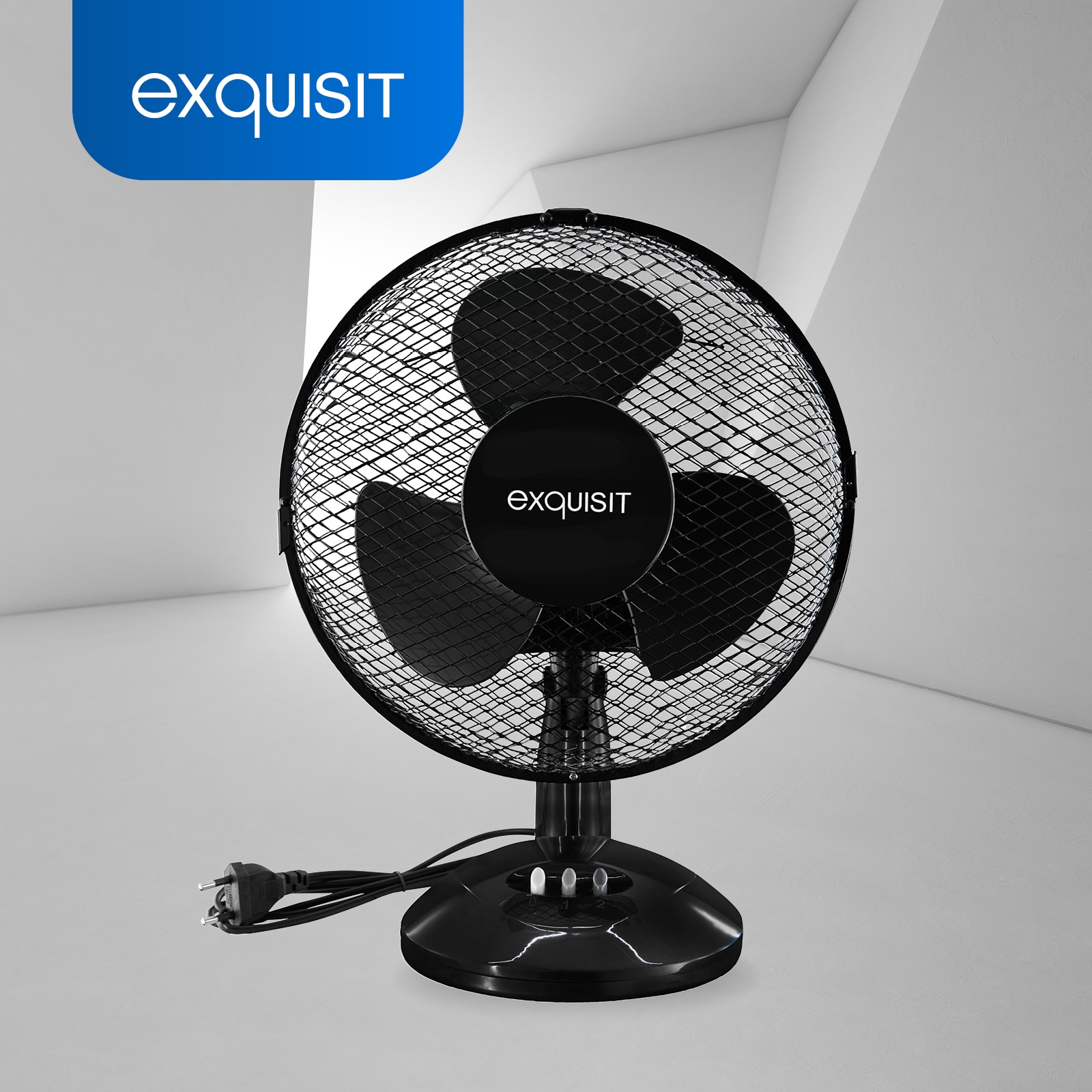 exquisit Tischventilator »VT 34063 sw«, Metall, Ø 30 cm, inkl. Oszillation, 35 W Leistung