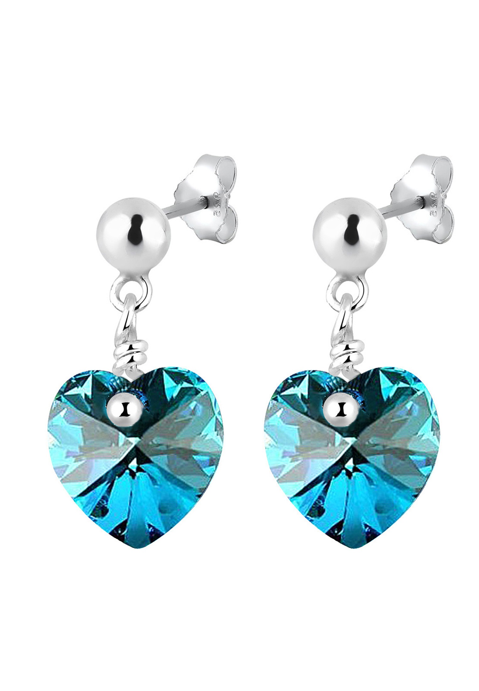 Elli Paar Ohrhänger »Ohrringe Blue Hearts Crystals 925 Sterling Silver«