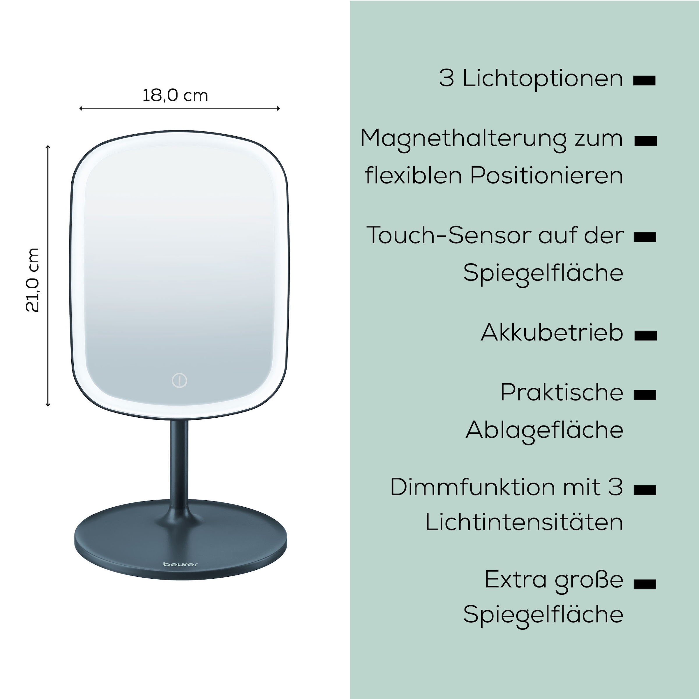 BEURER Kosmetikspiegel »BS 47 Limited Edition 2026, beleuchtet« Drei verschiedene Lichtoptionen: warm, kühl oder natürlich