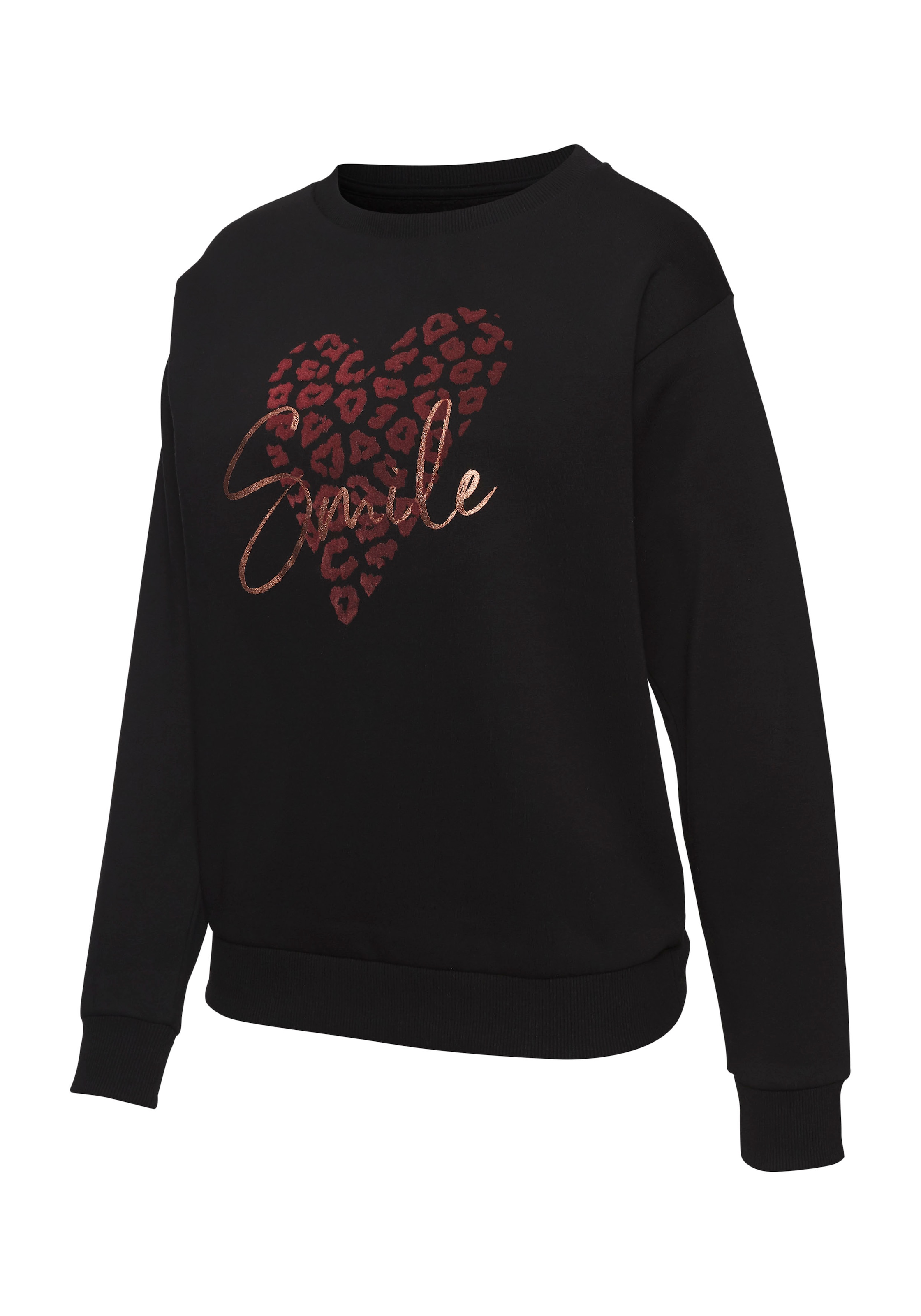LASCANA Sweatshirt, mit Herz-Leo-Druck, Loungewear