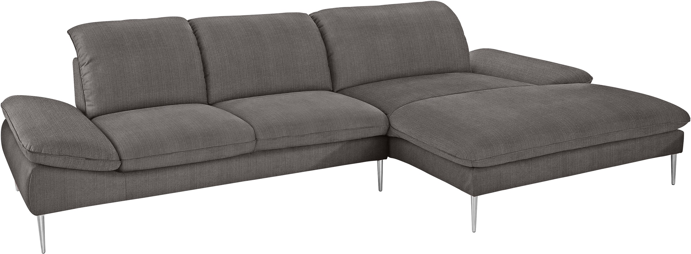 W.SCHILLIG Ecksofa »enjoy&MORE, Designsofa, bequem, zeitlos und elegant, L-Form«, mit Sitztiefenverstellung, Füße Chrom glänzend, Breite 340 cm