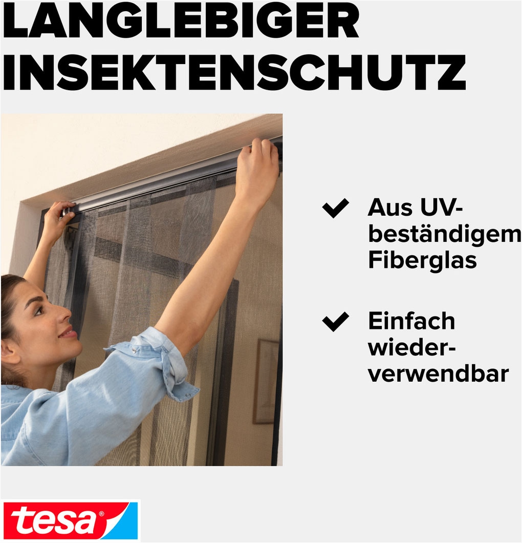 tesa Insektenschutz-Tür »Insect Stop Standard Fliegengitter für Türen - 0.95 m : 2.2 m« Packung, Fliegennetz, Klettband, 1 Stk. tlg. Lamellentür für Balkon & Terrasse