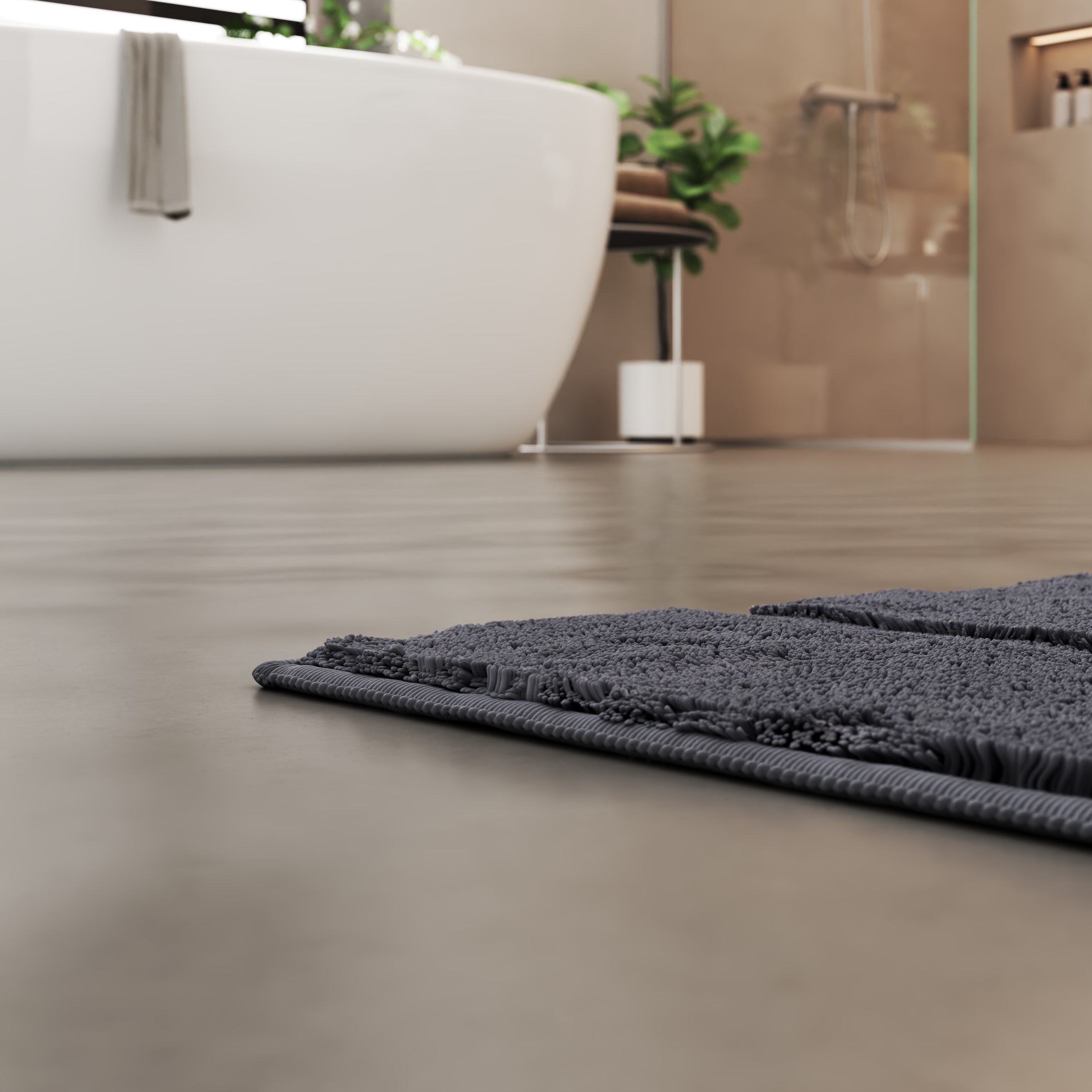 Grund Badematte »Riana, Badvorleger, Badezimmer Teppich, sehr weich« Höhe 20 mm rutschhemmend beschichtet schnell trocknend Modernes Design mit Linien in Hoch-Tief-Struktur, Made in Europe