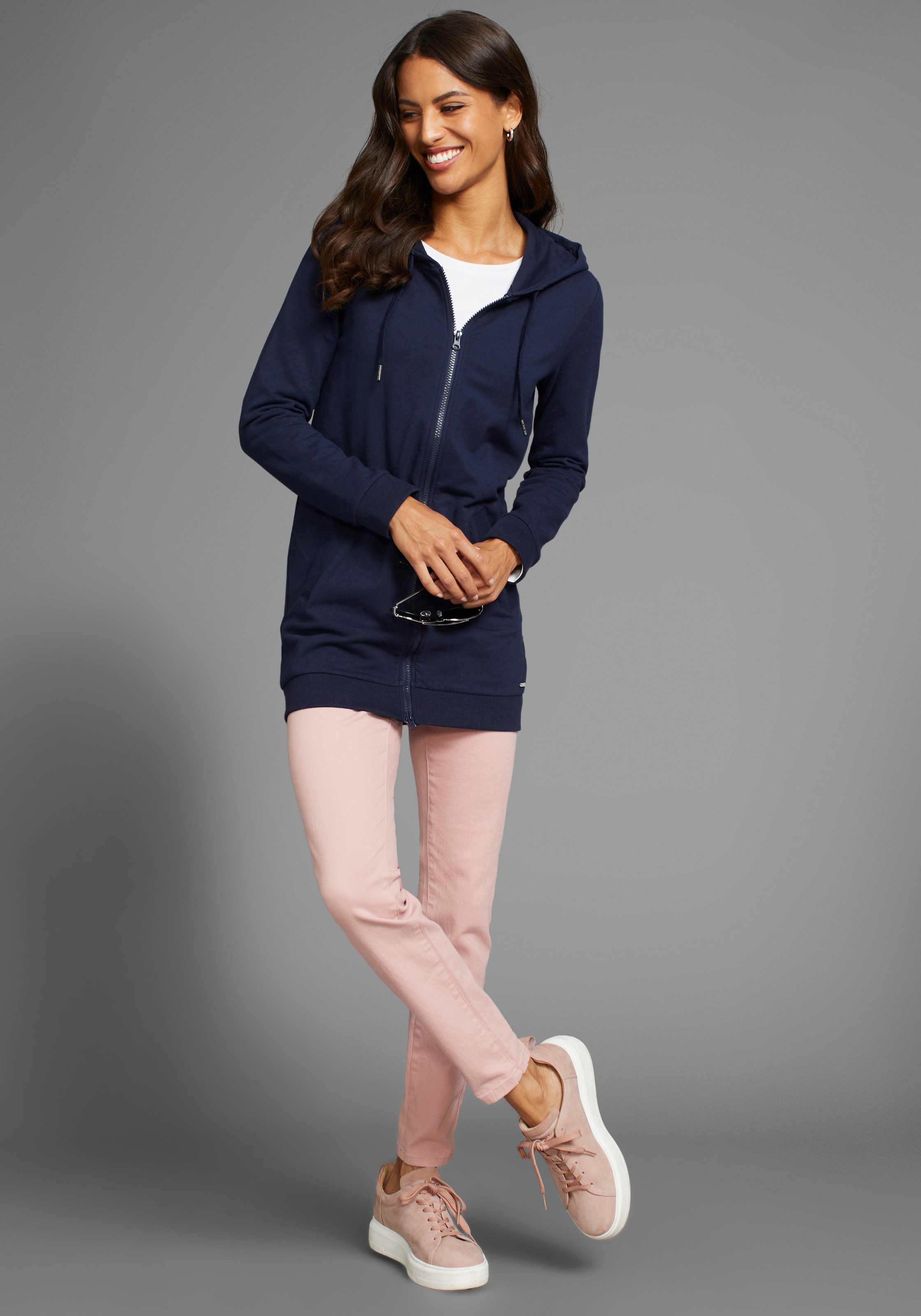 Laura Scott Kapuzensweatjacke, lang
