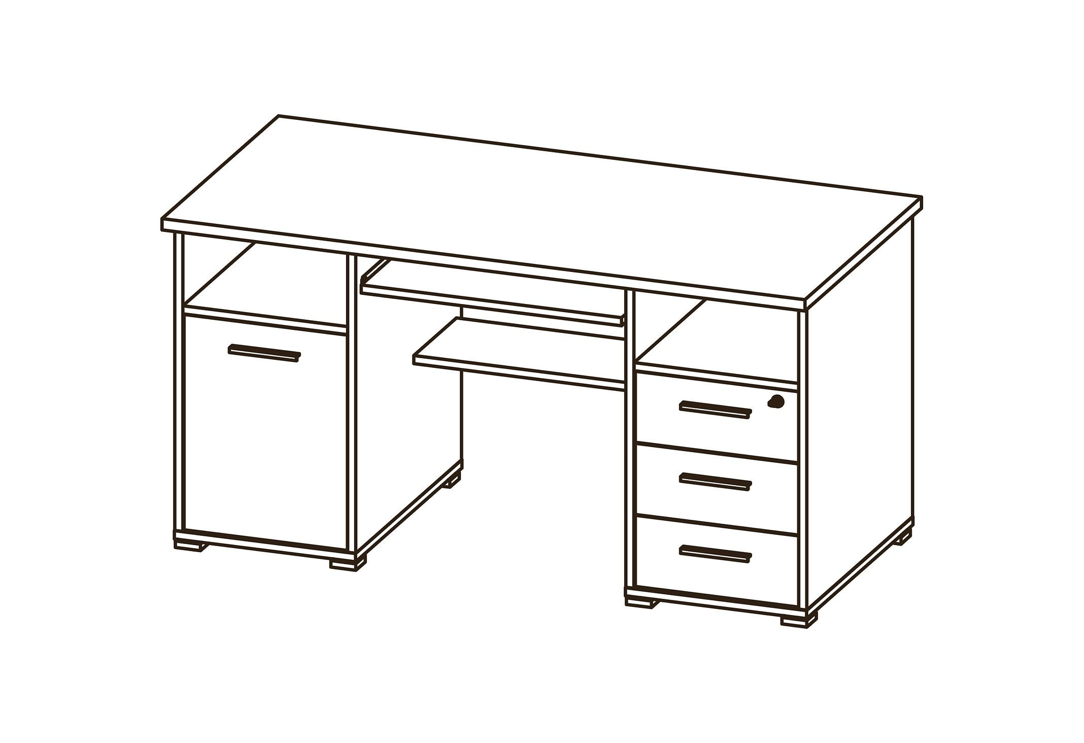 Germany), Shop OTTO cm in Computertisch »0484«, Tastaturauszug B.145 GERMANIA abschließbarem (Made Schubkasten, Online Schreibtisch mit &