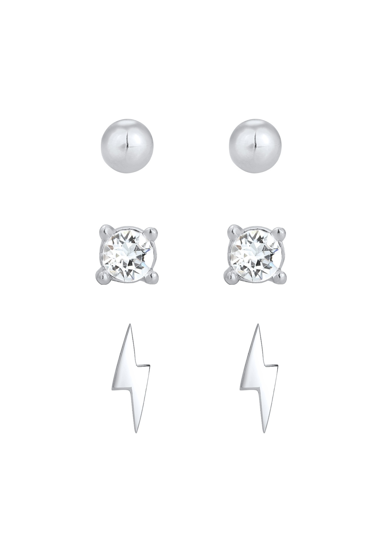 Elli Ohrstecker-Set »Ohrringe Stecker Kugel Blitz 3er Set 925 Silber, mit Kristallen von Swarovski®«