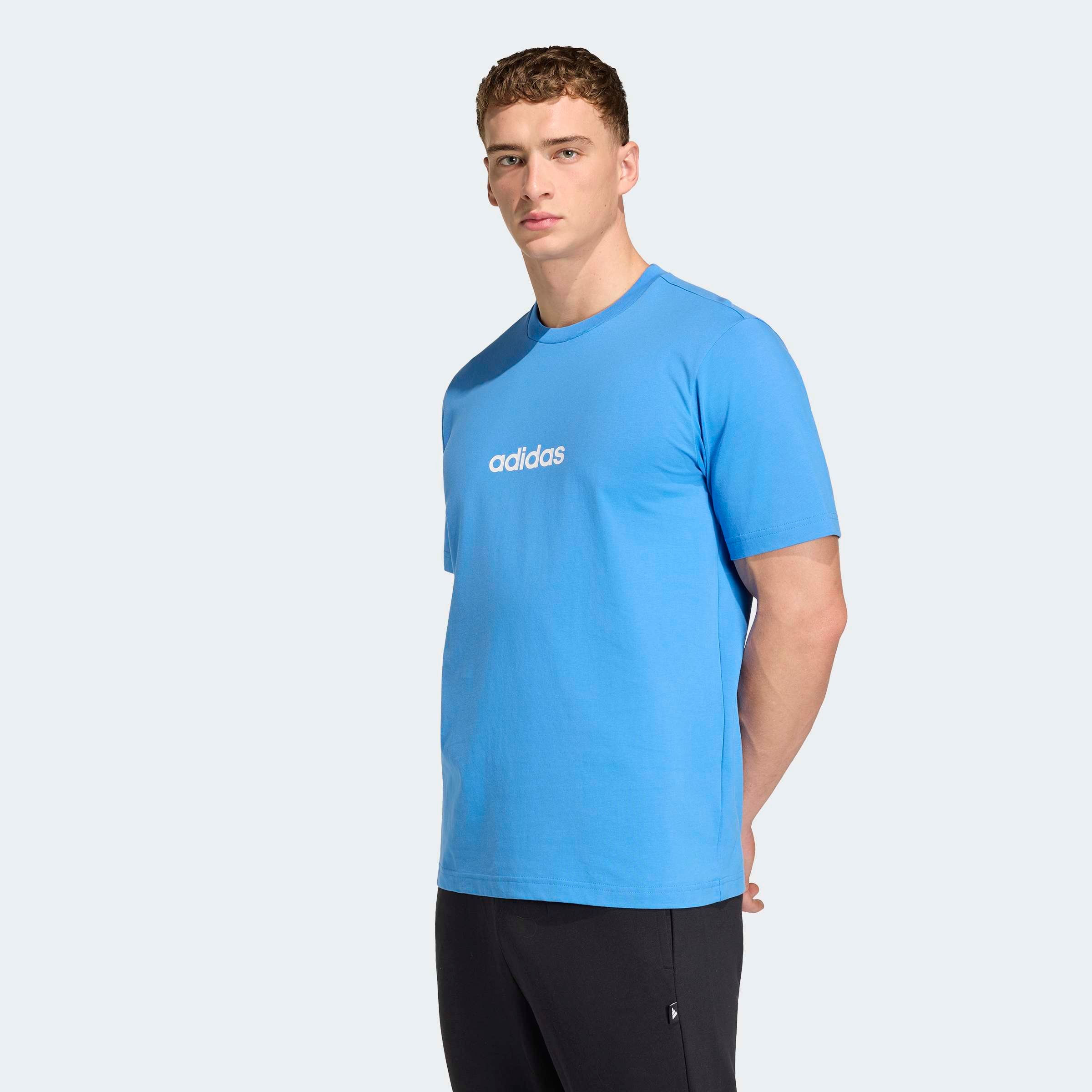 adidas Sportswear T-Shirt »ESSENTIALS LINEAR SINGLE JERSEY« überschnittene Schultern, Kurzarmdesign, aus Baumwolljersey