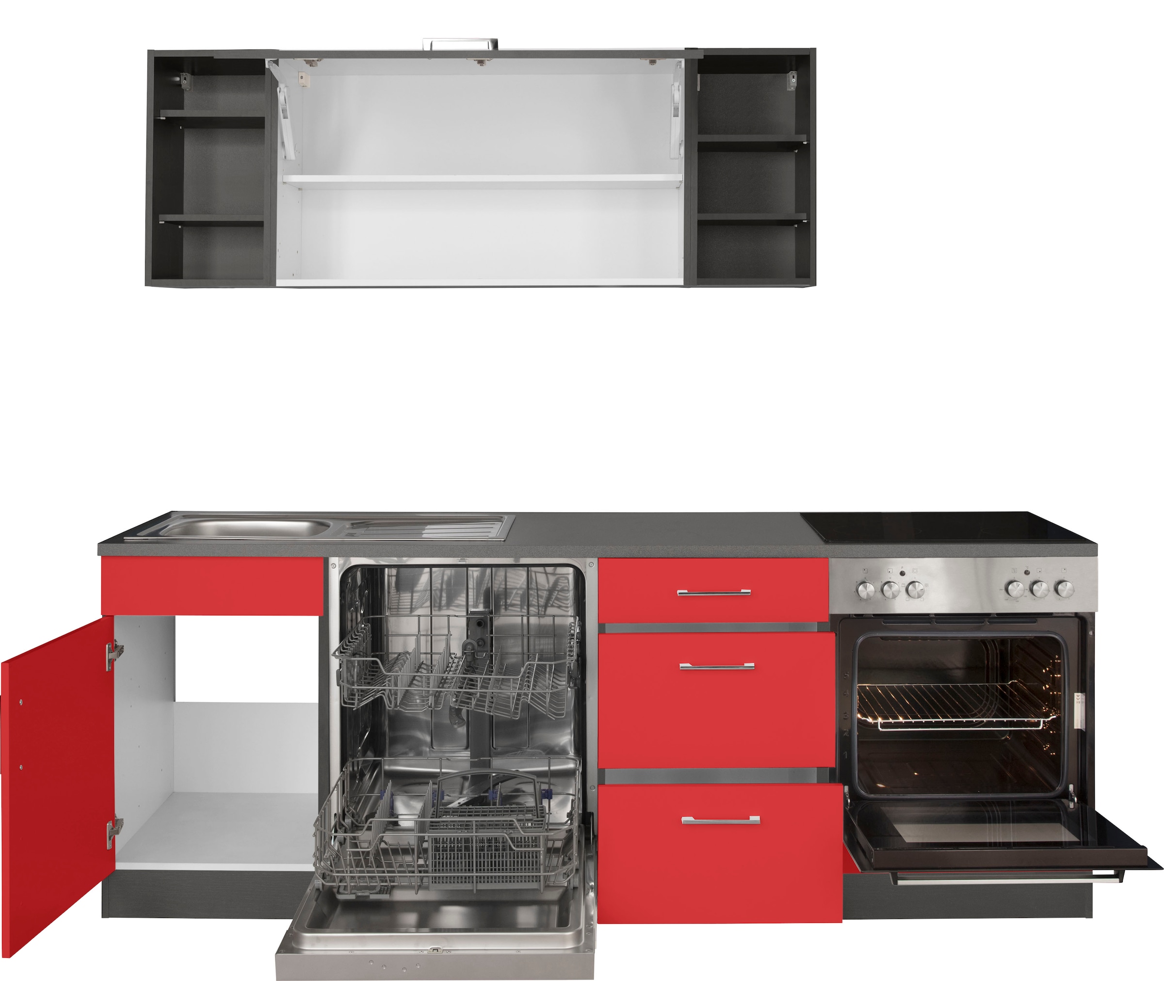 KOCHSTATION Küchenzeile »KS-Paris – Küchen mit einzigartigen Fotomotiven auf den Fronten« Breite 220 cm, wahlweise mit E-Geräten, mit Motivdruck