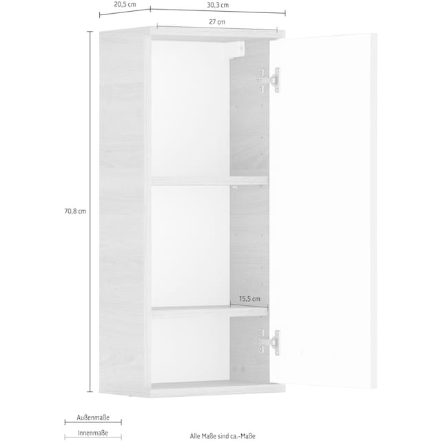 Schildmeyer Hängeschrank »Lagona«, Breite 30,3 cm, wechselbarer  Türanschlag, verstellbare Einlegeböden bei OTTO