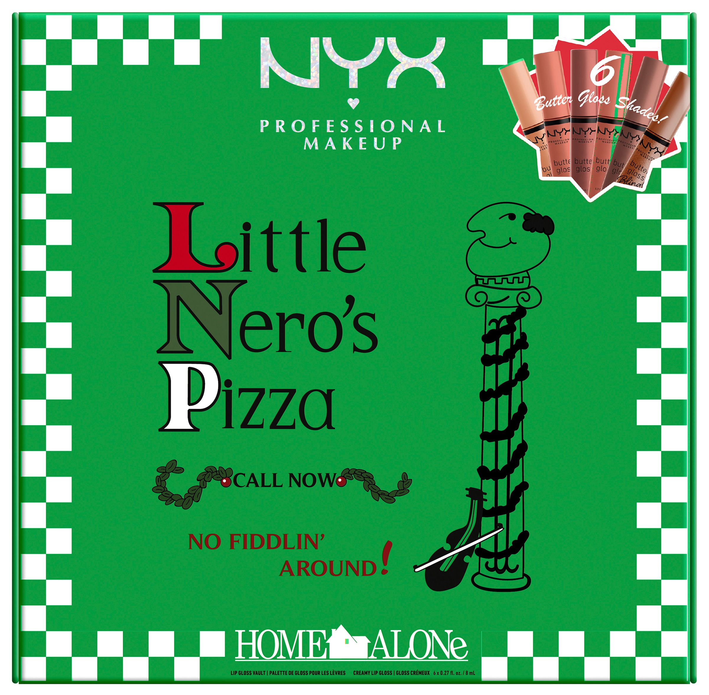 NYX PROFESSIONAL MAKEUP Lipgloss-Set »HOME ALONE BUTTER GLOSS PIZZA VAULT« Butterweiche Textur für geschmeidige, glänzende Lippen