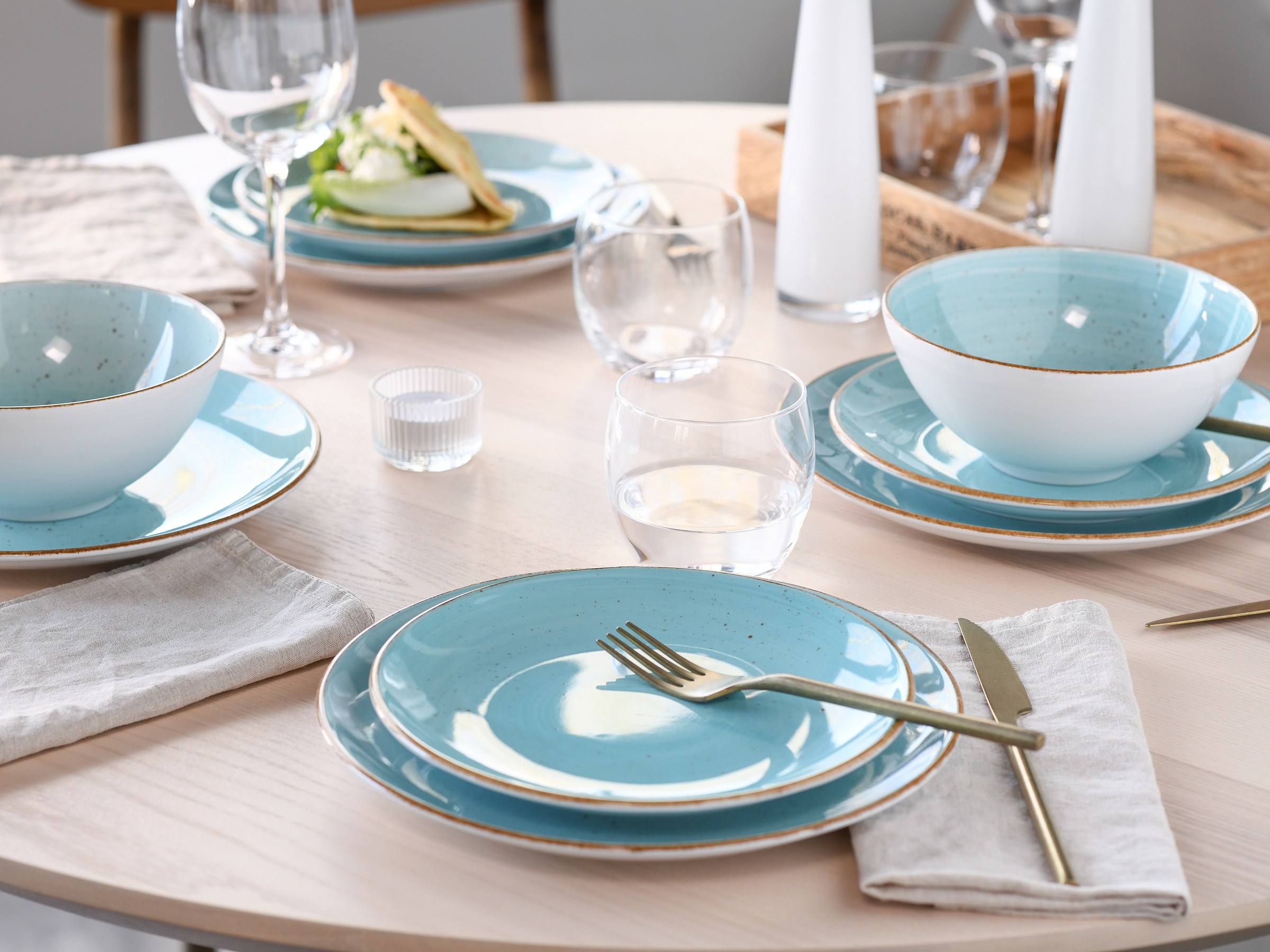 CreaTable Teller-Set »Vintage, Teller Set 12-tlg.« Naturverbundenes Design, Handgemalt