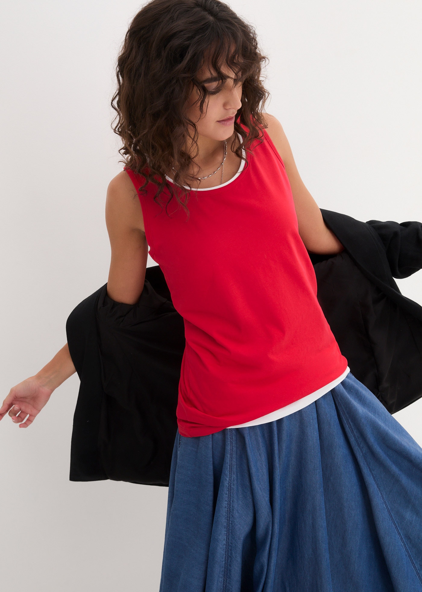 bonprix Longtop Packung, 5 tlg. figurumspielende Passform, po-bedeckend