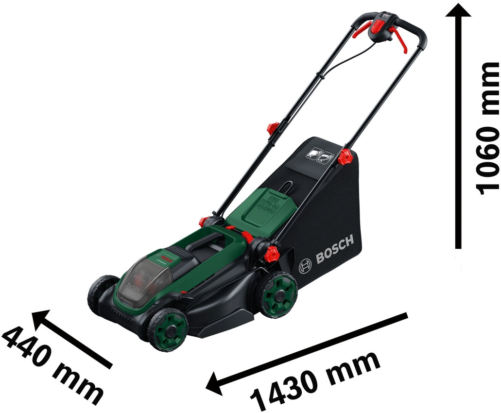 Bosch Home & Garden Akkurasenmäher »Rotak 18V2-38« Kraftvoller 3-in-1-Mäher für mittelgroße bis größere Rasenflächen