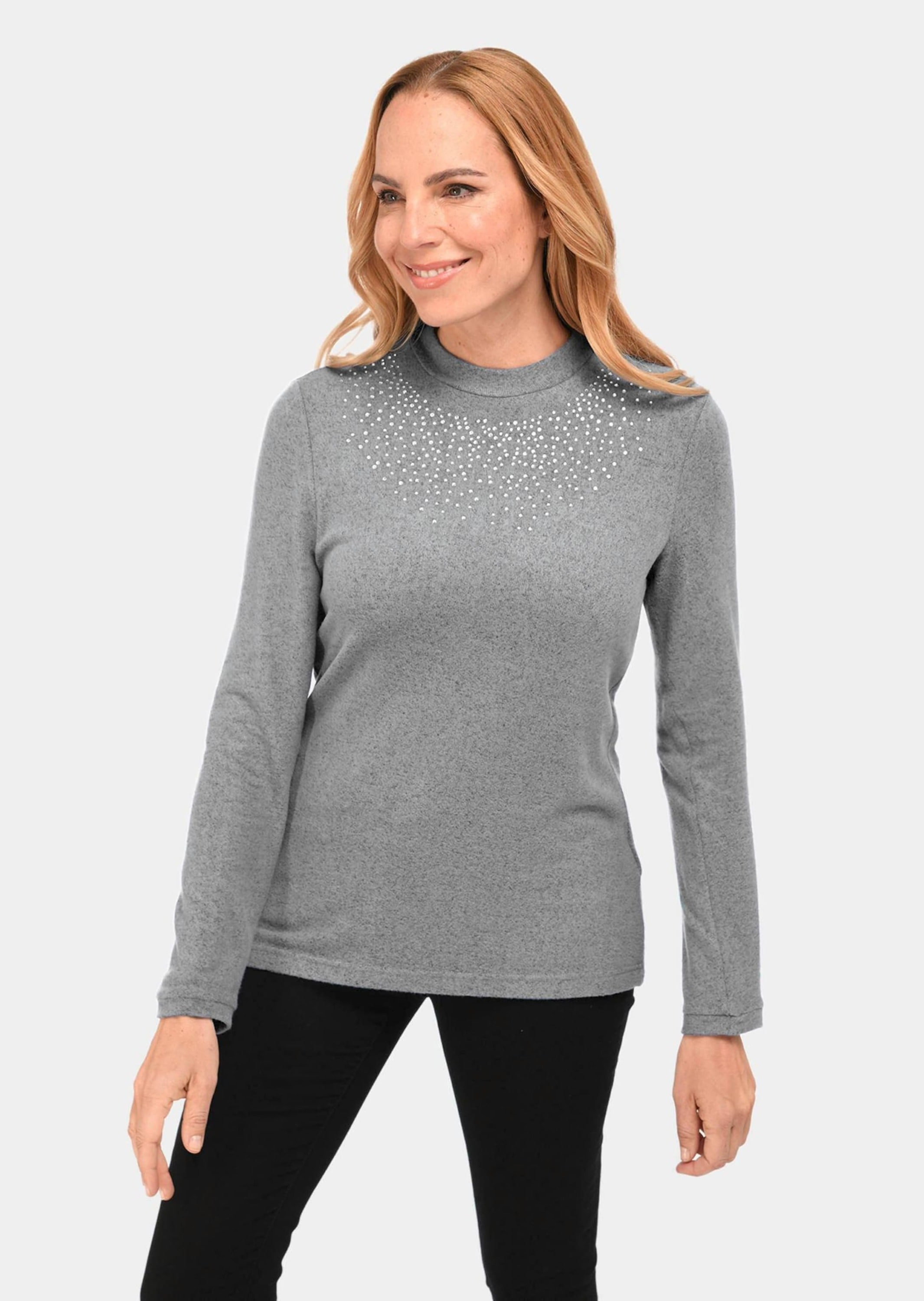 GOLDNER Longpullover »Angenehm weiches Shirt mit Glitzersteinen«