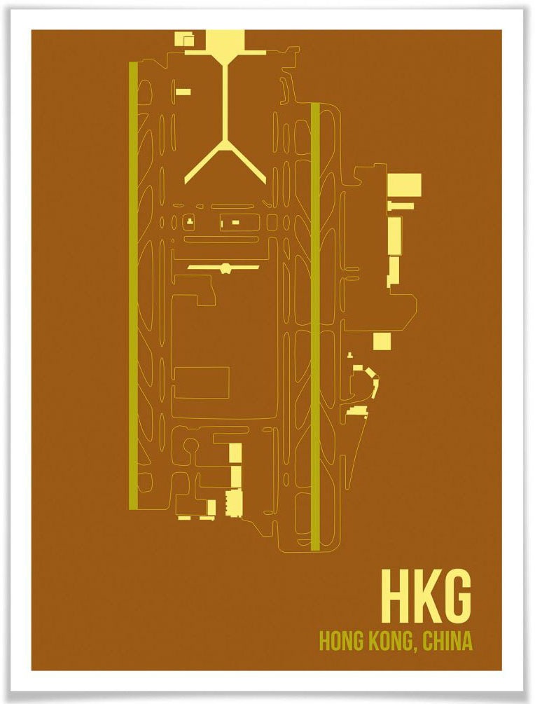 Wall-Art Poster »Wandbild HKG Grundriss Hong Kong«, Grundriss, (1 St.), Poster, Wandbild, Bild, Wandposter
