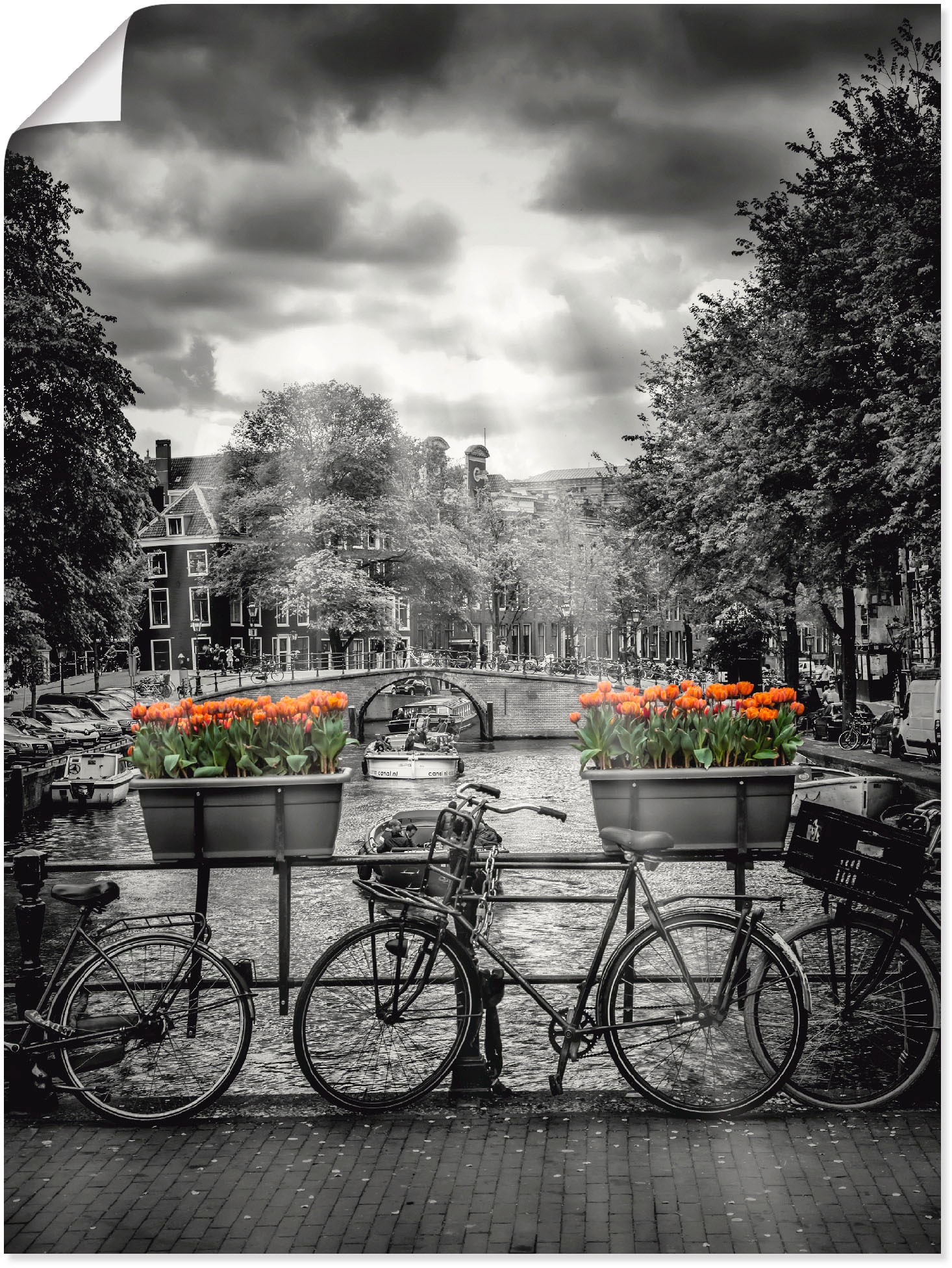 Wandbild »Amsterdam Herengracht & Sonnenstrahlen«, Fahrräder, (1 St.), als...
