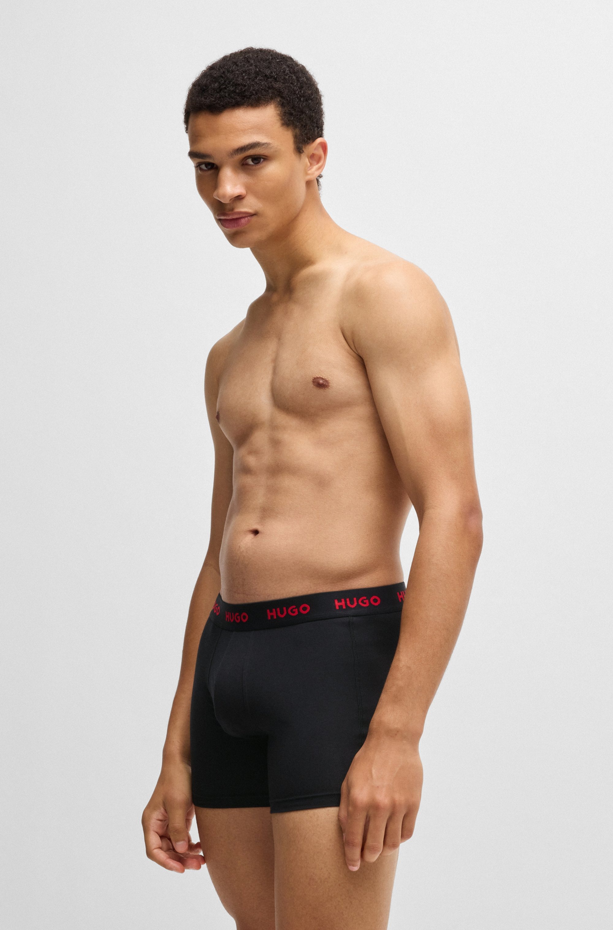 HUGO Underwear Boxershorts »BOXERBR TRPLT DESIGN«, Markenlogo am elastischem Bund