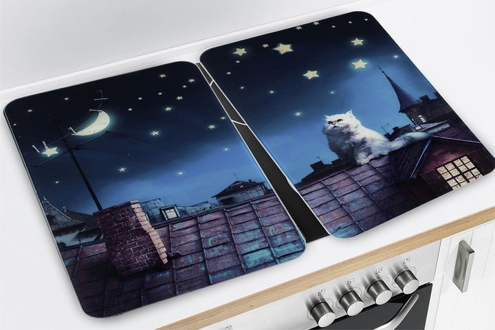 Maximex Herd-Abdeckplatte »Moon Cat«, (Set, 2 tlg.), für alle Herdarten, 52x30 cm