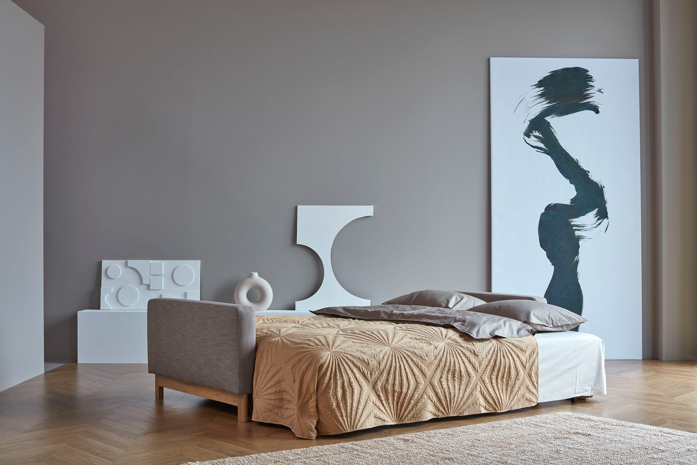 INNOVATION LIVING ™ Schlafsofa »Pyxis 3-Sitzer mit extrabreiter Bettfunktion, Skandi-Design«, Multifunktionssofa, extrabequem durch Taschenfederkern, Dauerschläfer