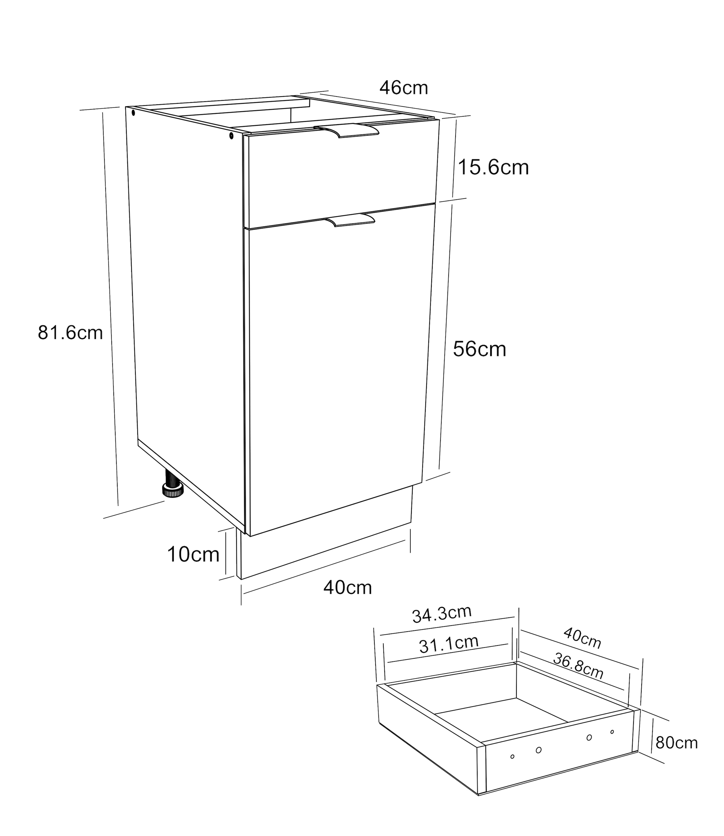 VCM Unterschrank »Küchenschrank 40 cm Unterschrank Schublade Fasola«