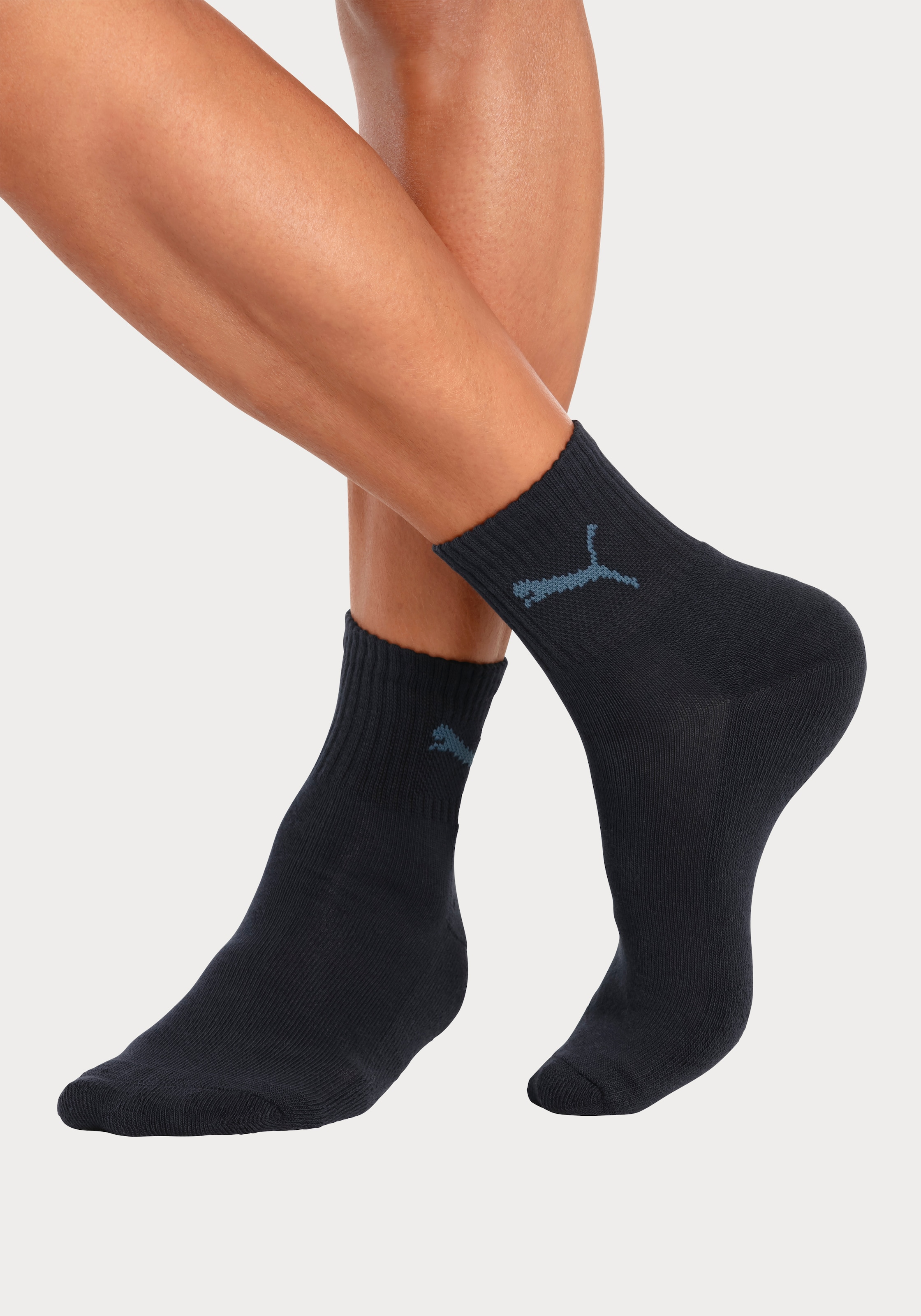 PUMA Sportsocken »short crew«, (3 Paar), gepolsterte Frottee-Sohle, atmungsaktiv