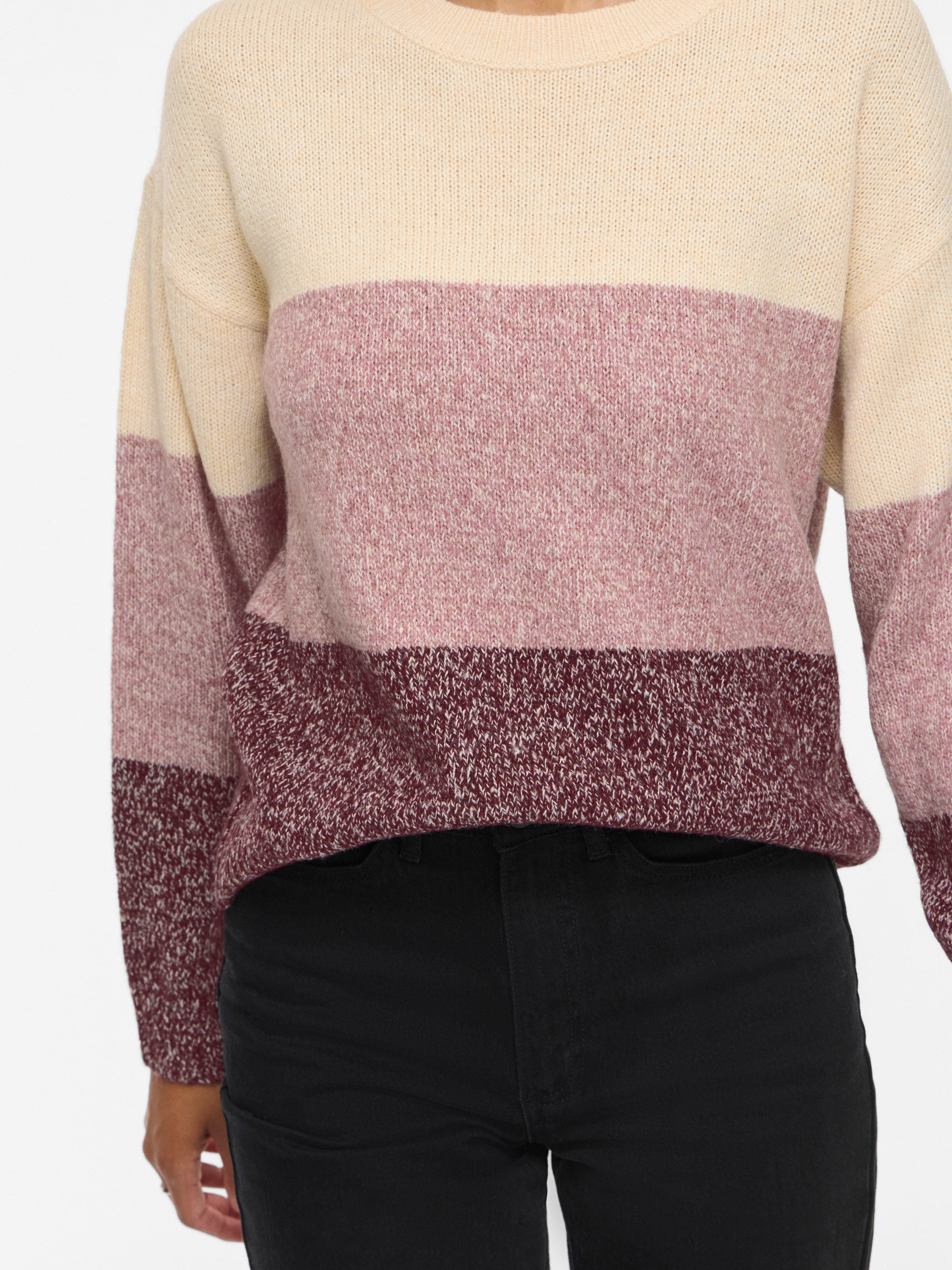 Vila Strickpullover »VISPOSA O-NECK L/S STRIPE KNIT TOP/PB« Materialmix,