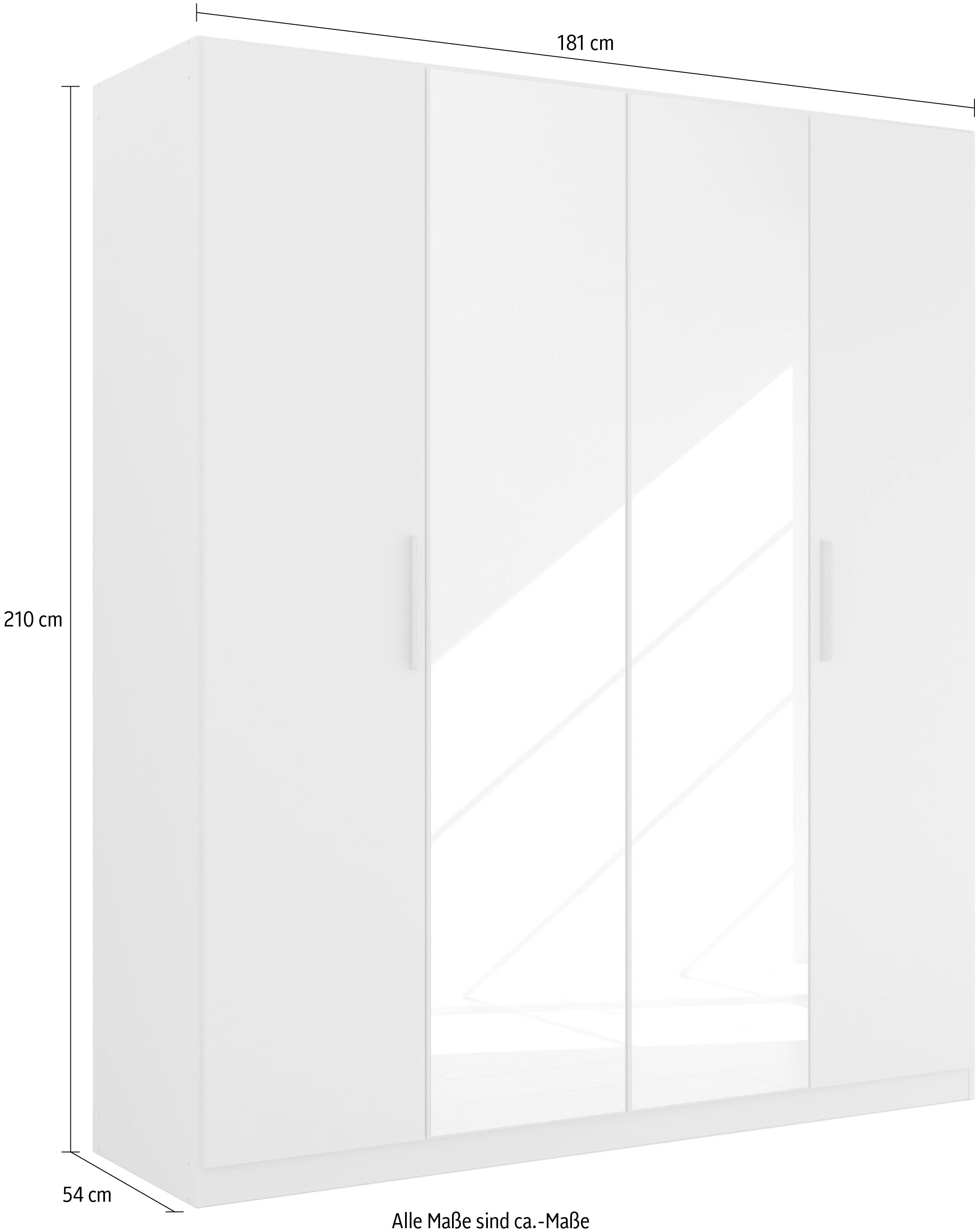 rauch Kleiderschrank »Skandi by Quadra Spin Schlafzimmerschrank« im Landhaus-Stil mit Massivholzgriffen, vollflächige SpiegeltÜren