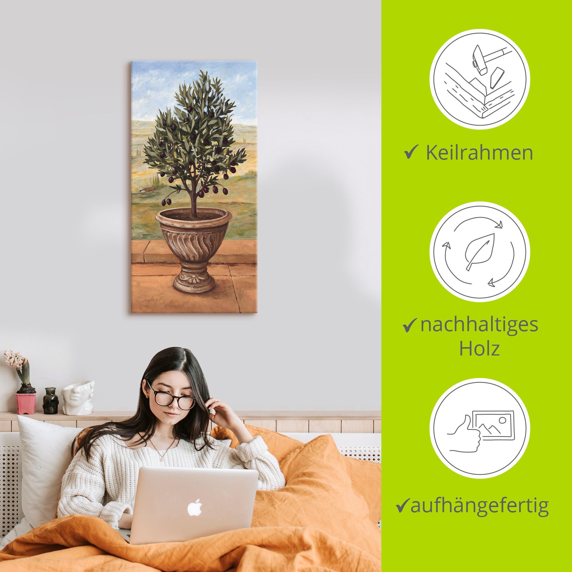 Artland Wandbild »Olivenbaum«, Pflanzen, (1 St.), als Alubild, Outdoorbild, Leinwandbild, Wandaufkleber, versch. Größen