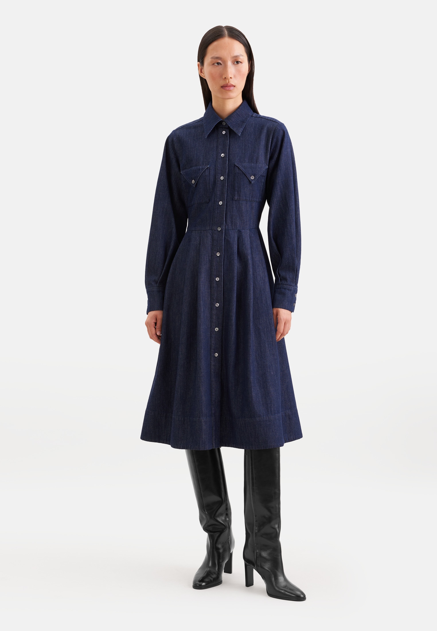 seidensticker Sommerkleid 1/1 Kragen Denim