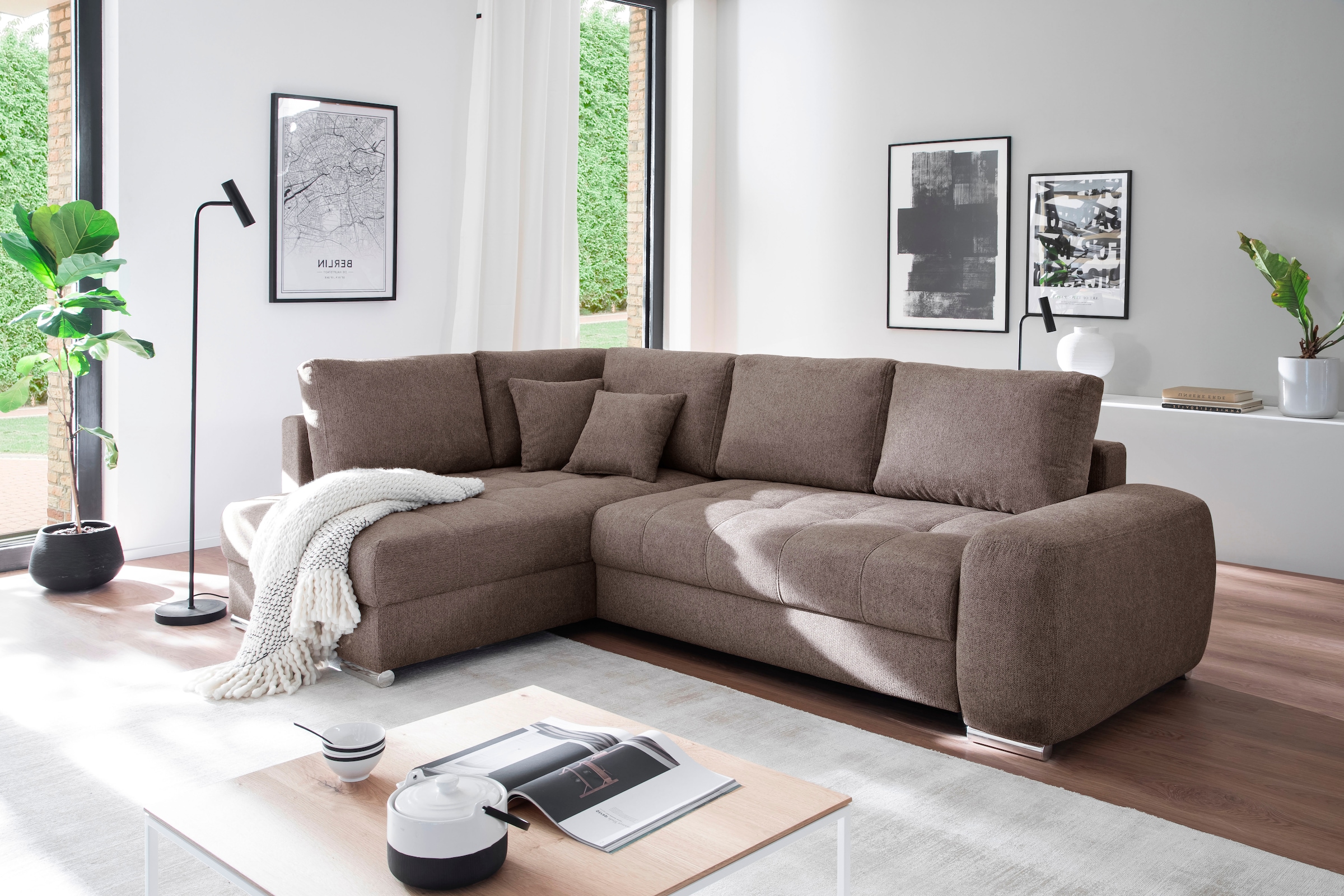 Mr. Couch Ecksofa »Mykonos, L-Form, Dauerschläfer« Mit Boxpring-Taschenfederkern