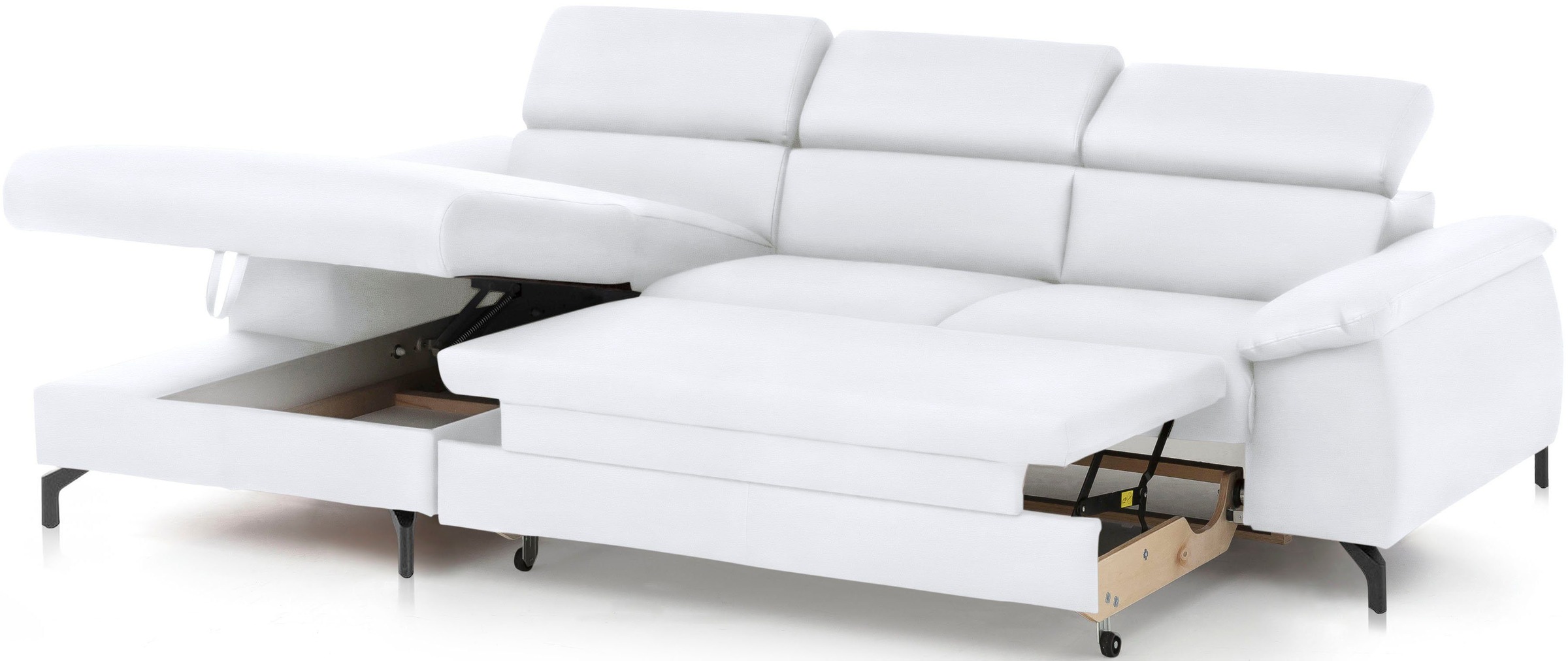 COTTA Polstergarnitur »Komaris L-Form«, (Set), Set bestehend aus: Ecksofa mit Kopfteilverstellung & Hocker