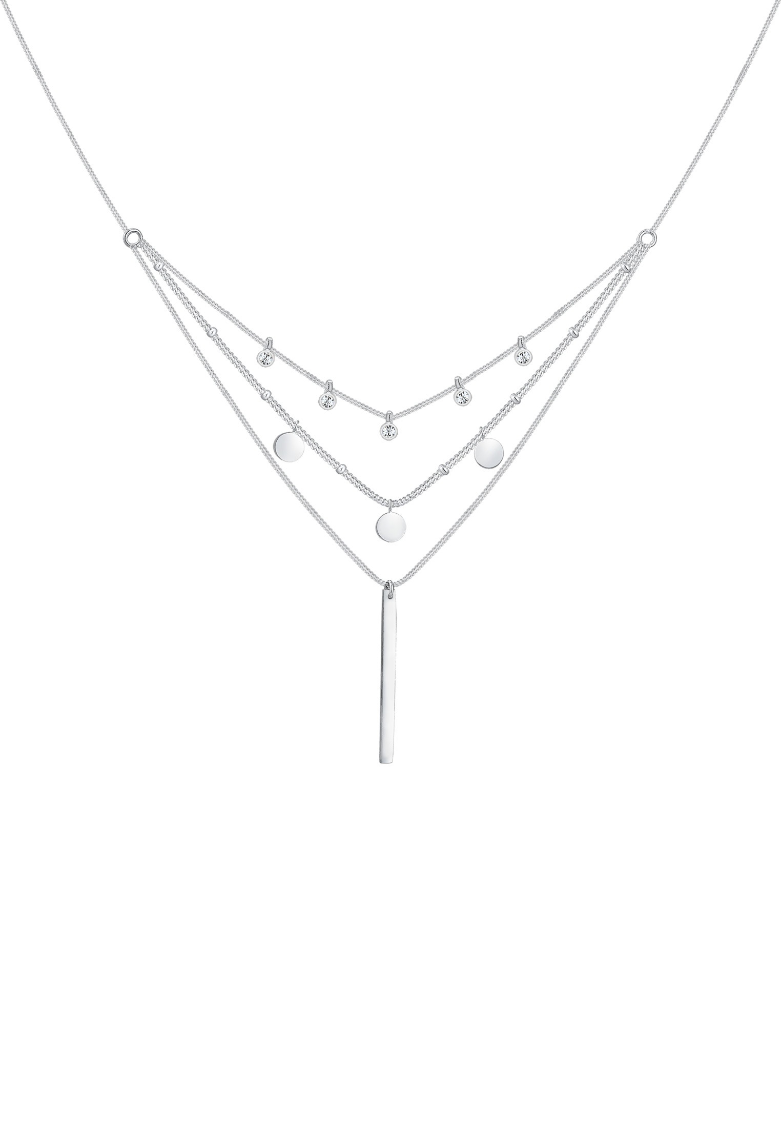 Elli Silberkette »Halskette Layer Weiß 925 Sterling Silber, mit Kristallen von Swarovski®«